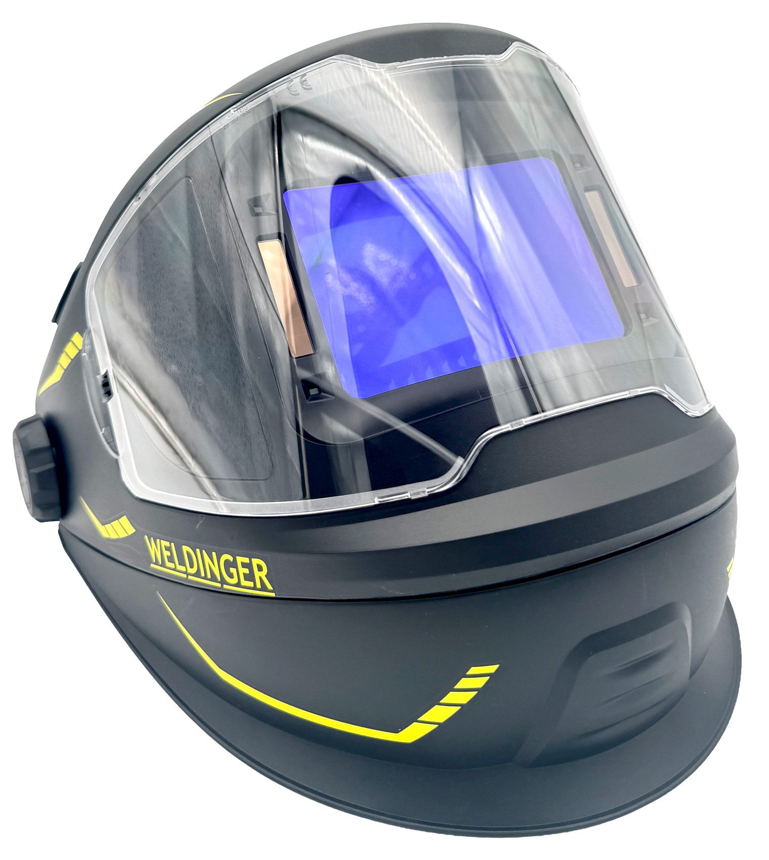 WELDINGER Schweißhelm WELDINGER Automatik-Schweißhelm AH 850 flip up digital Klappvisier (1-tlg), digitales Bedienfeld auf der Innenseite, verdunkelt sich automatisch