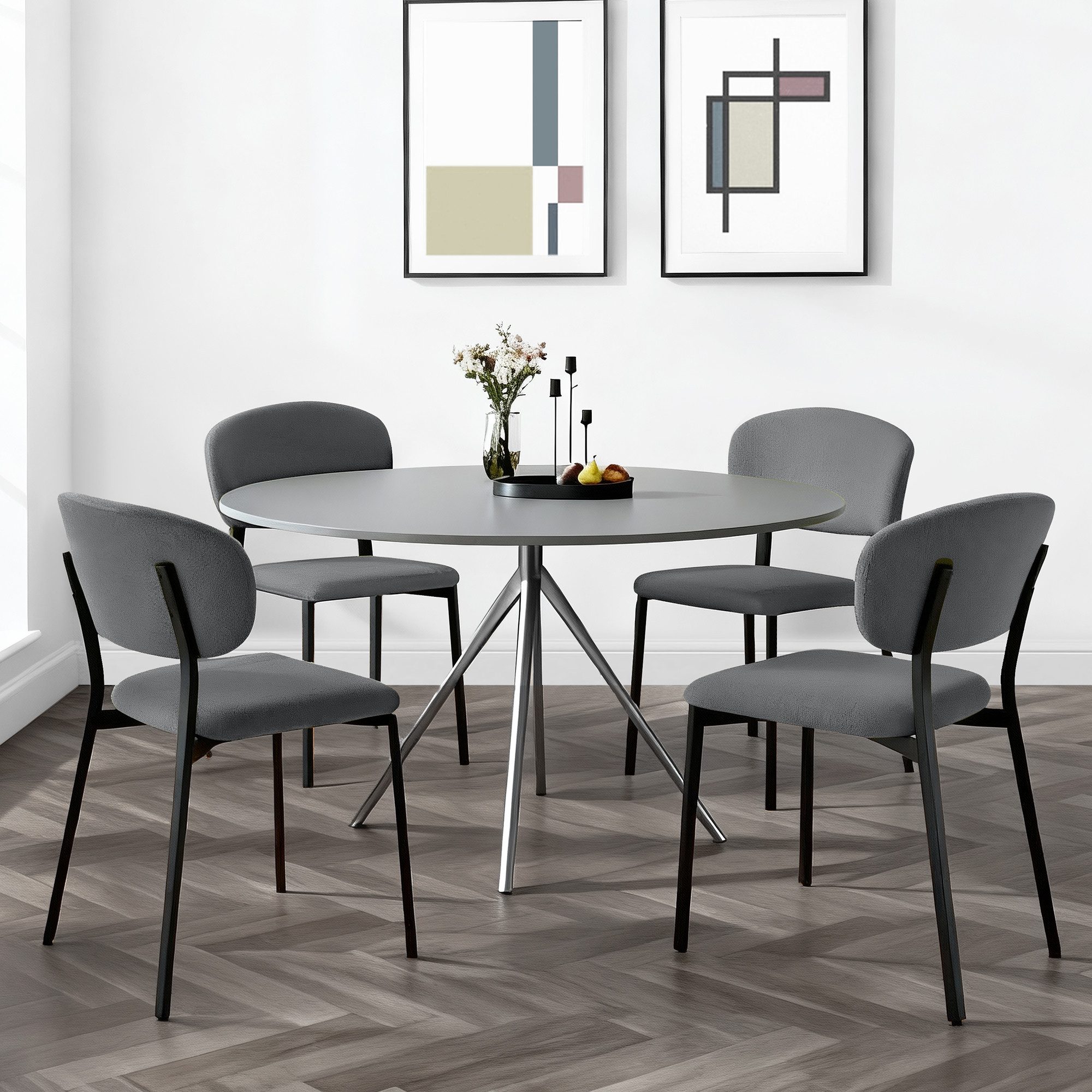 CHITA Polsterstuhl (Set, 4 St), 4-Fuß-Stuhl, Esszimmerstuhl, Verstellbare Füße, Metallgestell