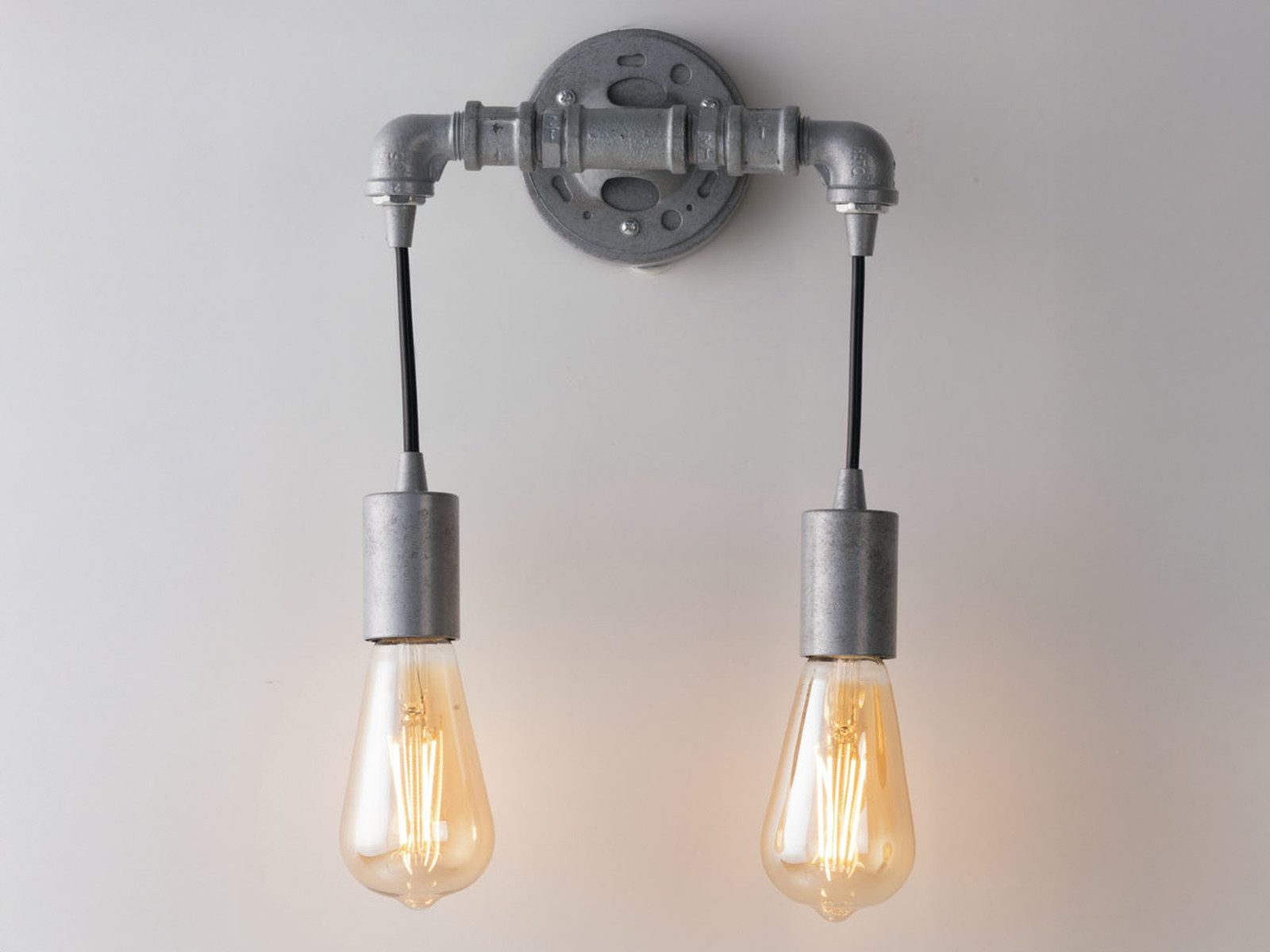 Luce Ambiente Design LED Wandleuchte, LED wechselbar, warmweiß, innen, ausgefallene Industrial Rohr Lampe Treppenhaus, Grau B: 23cm