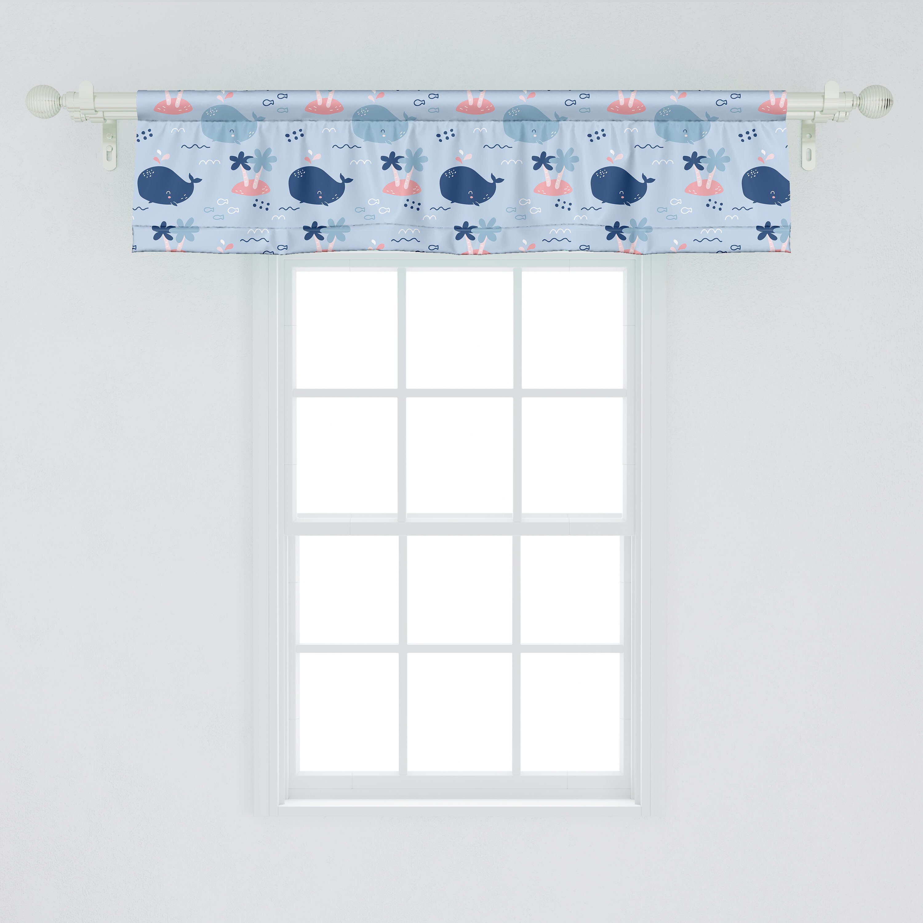 Scheibengardine Vorhang Volant für Unterwasser- Abakuhaus, Wal-Charakter Küche Stangentasche, mit Microfaser, Schlafzimmer Dekor Childish