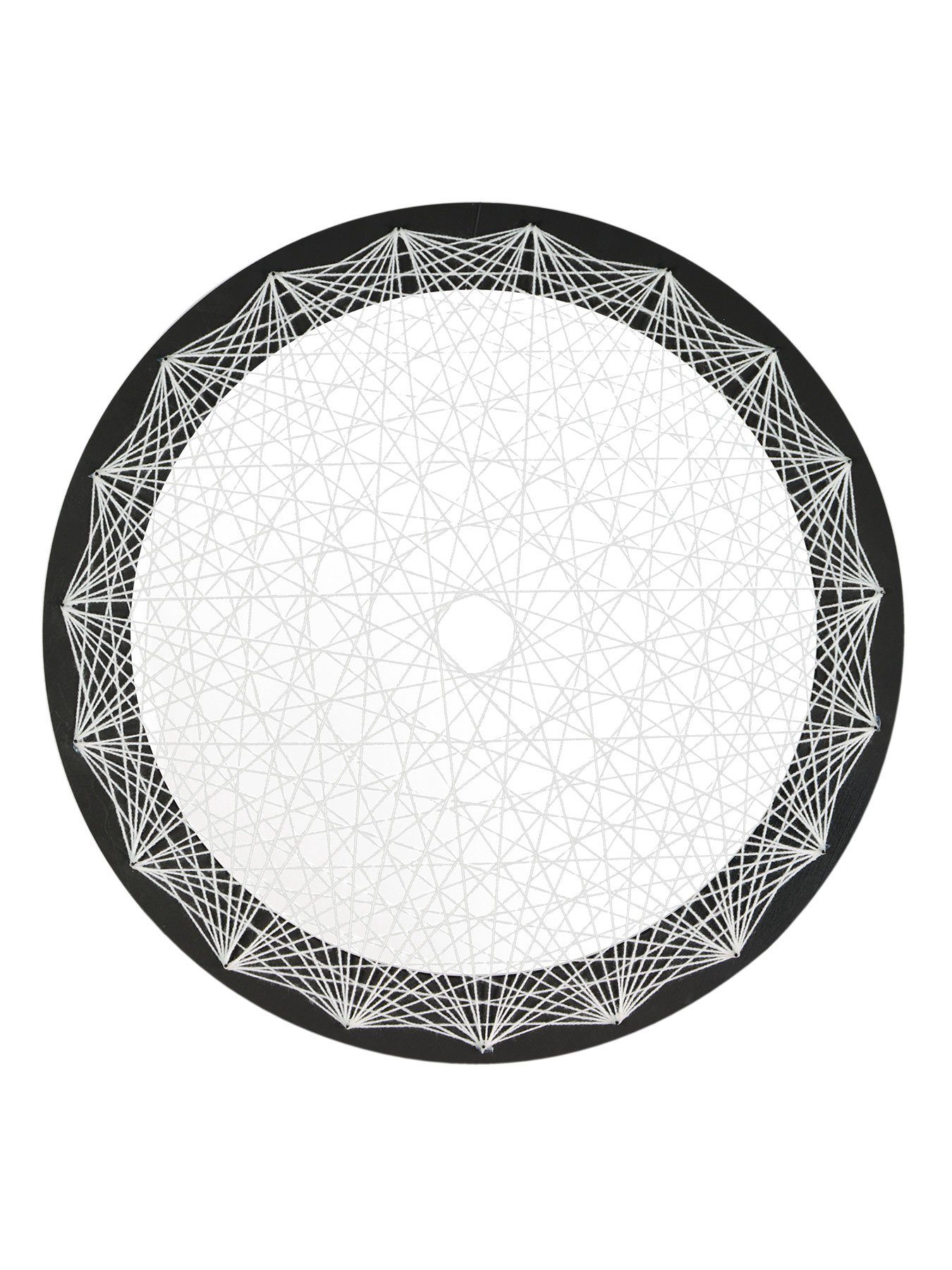 PSYWORK Dekoobjekt Schwarzlicht 2D Schwarzlicht UV-aktiv, unter "Neon 50cm, Fadendeko White", StringArt Mandala leuchtet