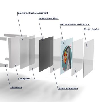 DEQORI Couchtisch 'Frau mit Blumen im Kopf', Glas Beistelltisch Glastisch modern