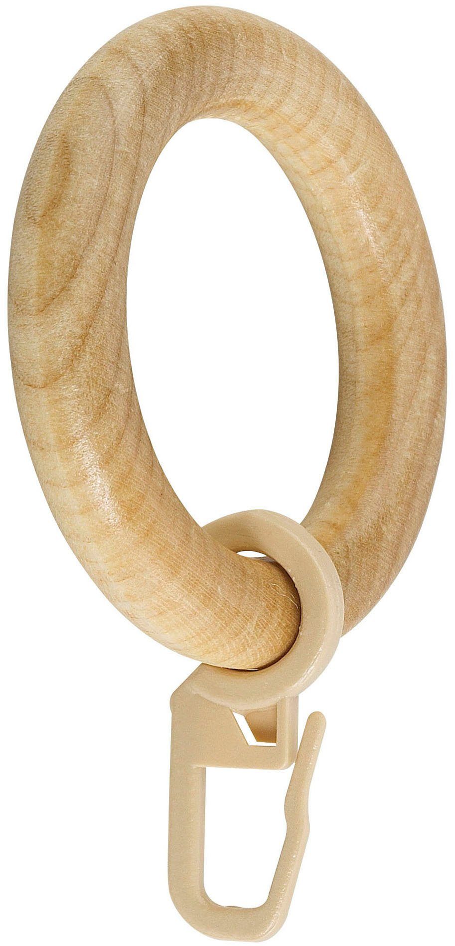 GARESA Gardinenring Holzring mit Haken, (20-St), für Durchmesser bis 28mm, einfache Montage