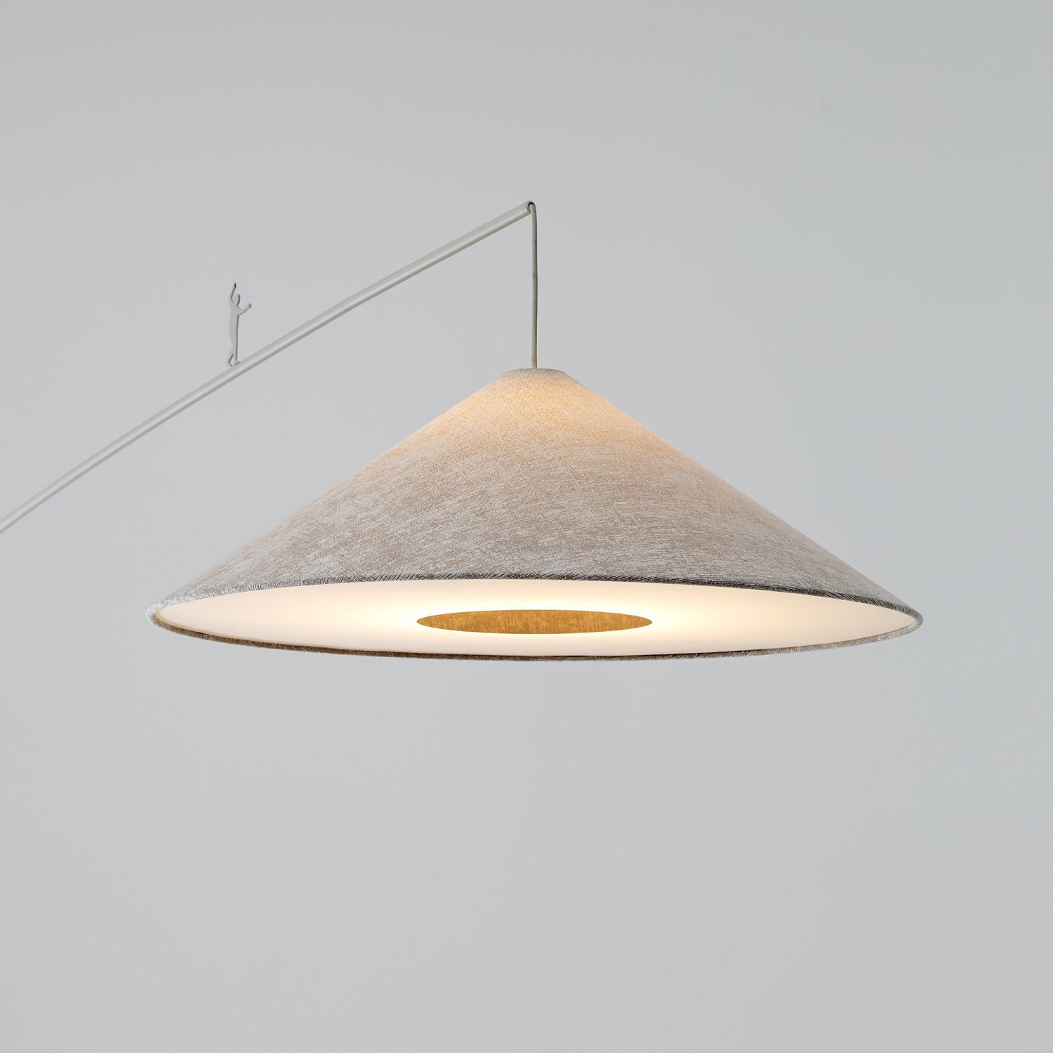 Licht-Erlebnisse Stehlampe PERAMON, ohne Leuchtmittel, Metall Stoff E27 240 cm Beige Seidengrau Modern