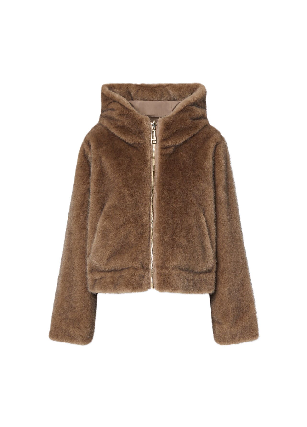 Liu Jo Fellimitatjacke Weiche Fellimitatjacke mit Kapuze und Wendedesign - Damenjacke