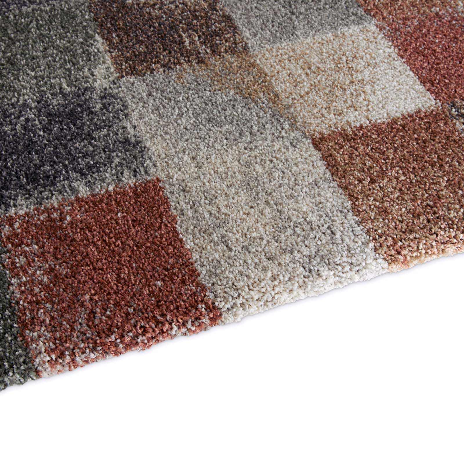 TaraCarpet Teppich Tara Carpet Berber Karo, rechteckig, Höhe: 27 mm, Moderner weicher Teppich kariert in braun und grün extra weich 67x140