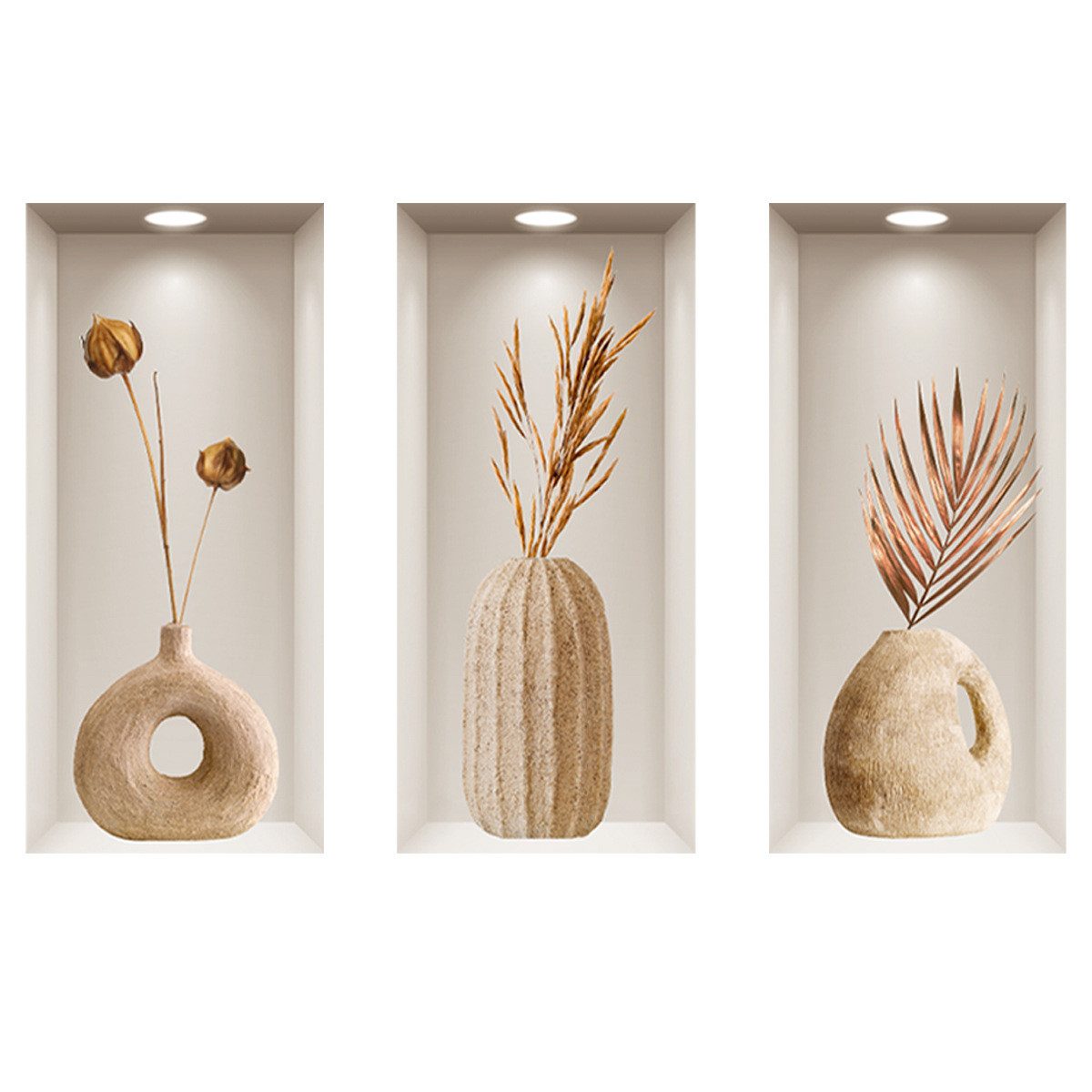 MOPUEA Wandtattoo Aquarell Vase Blumen Wandaufkleber Wanddeko Wohnzimmer Schlafzimmer (Wandaufkleber Aquarell Vase Blumen Wanddeko, Dekorativer Wandaufkleber mit Aquarell Vase und Blumenmotiv), Selbstklebend wasserfest leicht anzubringen rückstandslos
