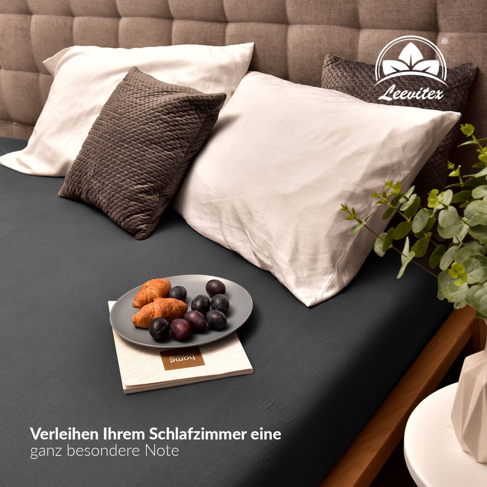 leevitex® Spannbettlaken 180x200 - 200x220 cm, 40 cm Steghöhe, Stoffdicke 150 g/m², Jersey, Gummizug: rundum, (1 Stück), OEKO-TEX® Standard 100 Zertifikatsnumme – Bild 5 von 5