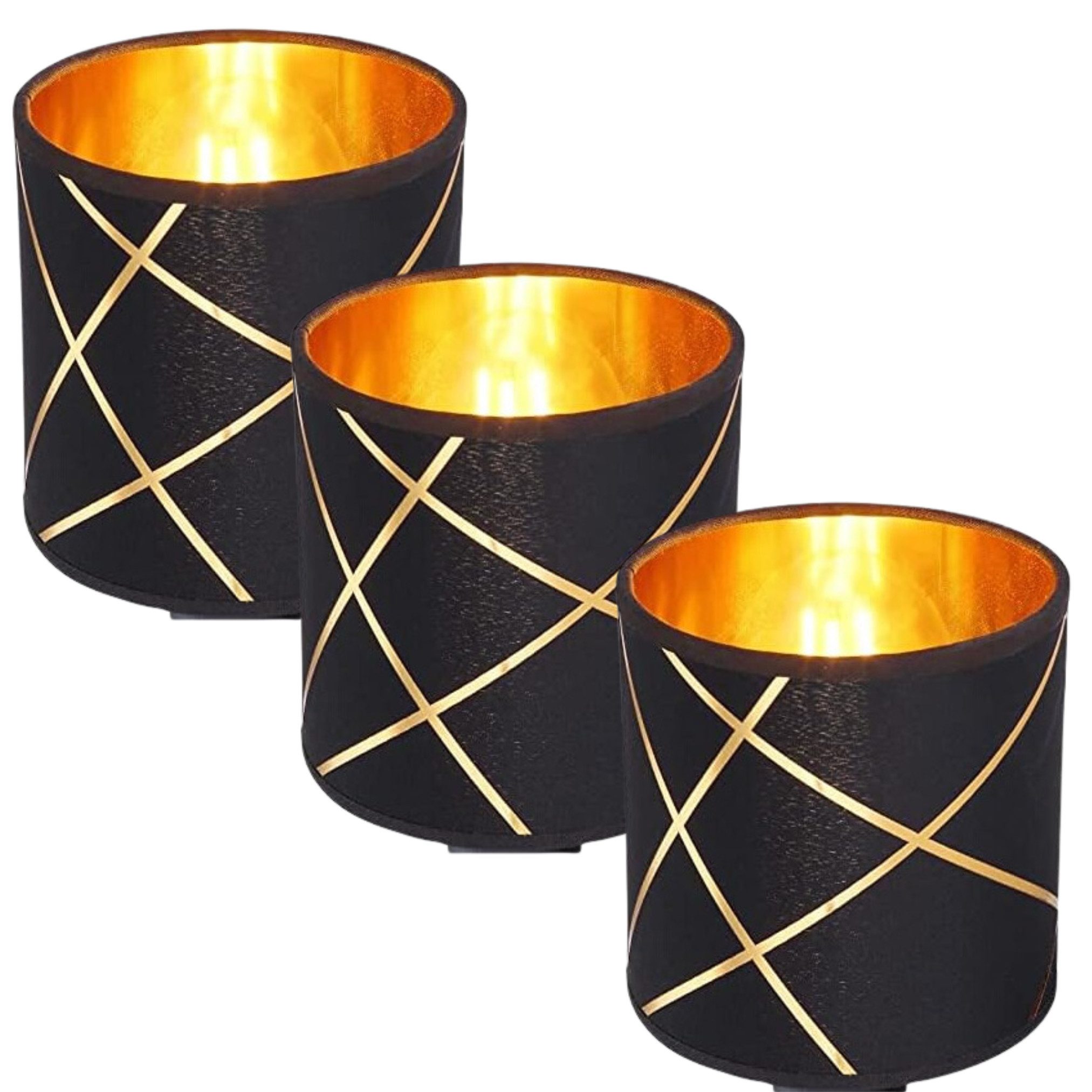 3x Schwarz / Gold Muster Ø 13cm