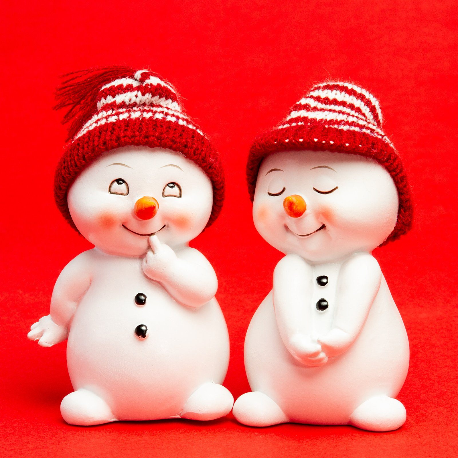 SIKORA Weihnachtsfigur DK32 Schneemann mit Strickmützen für Weihnachten und Winter 2er Set – Bild 2 von 5