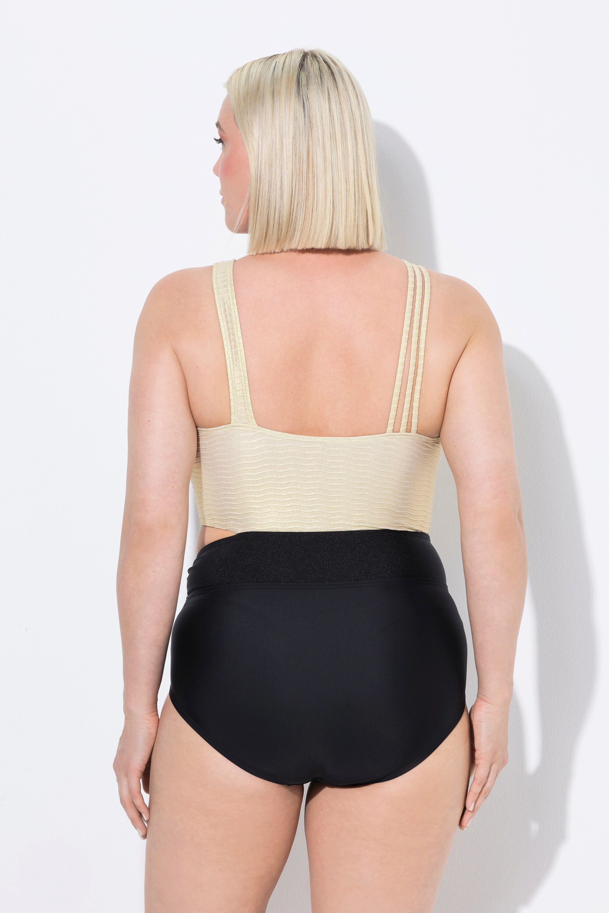 Ulla Popken Badeanzug Badeanzug goldene Büste Softcups Cut-Out recycelt