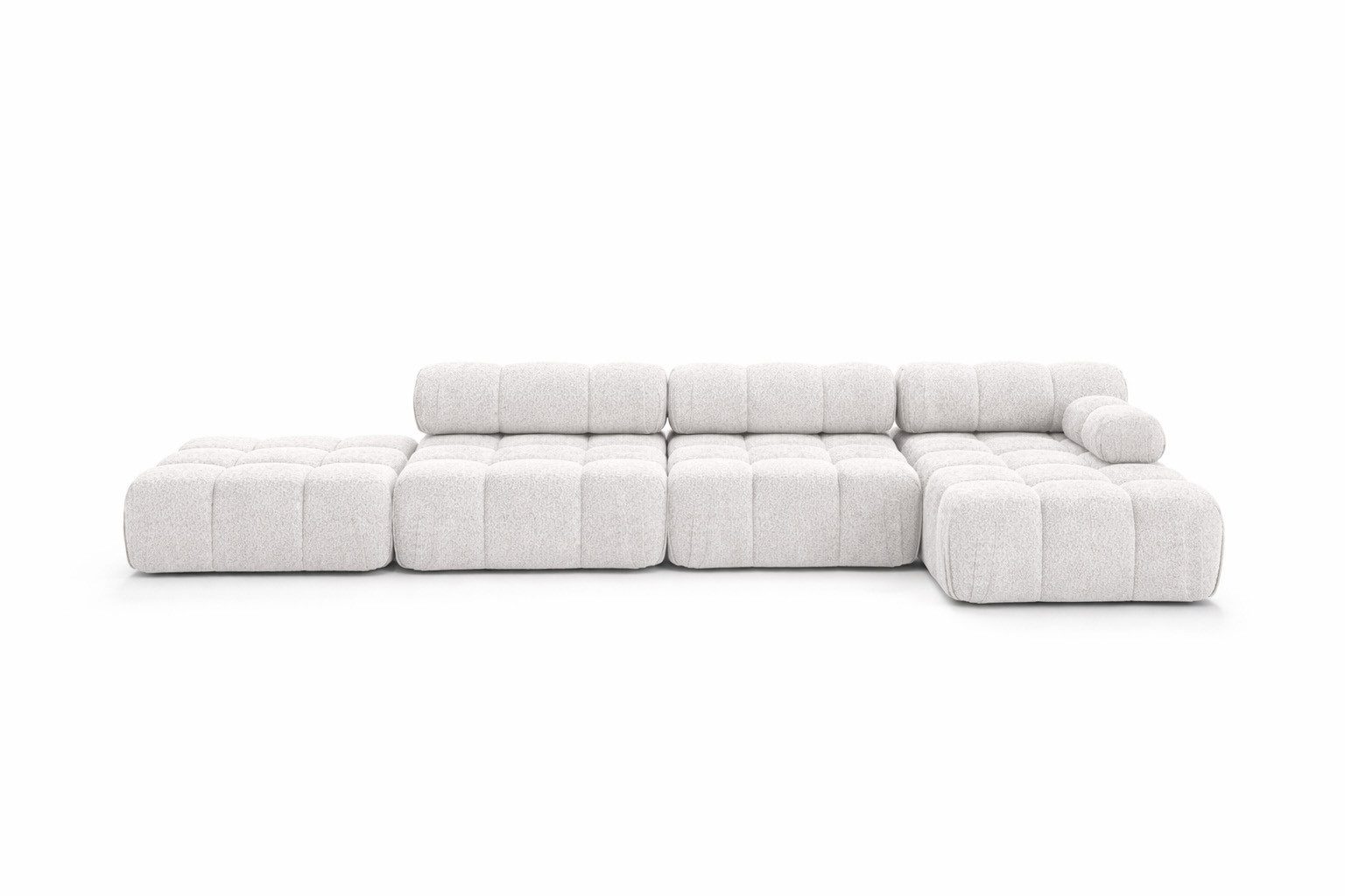 Kaiser Möbel Ecksofa XL mit Pouf modern für Wohnzimmer, Stoff Abriamo, SELIA, Ecksofa mit Pouf, Bouclé-Stoff,modulares System