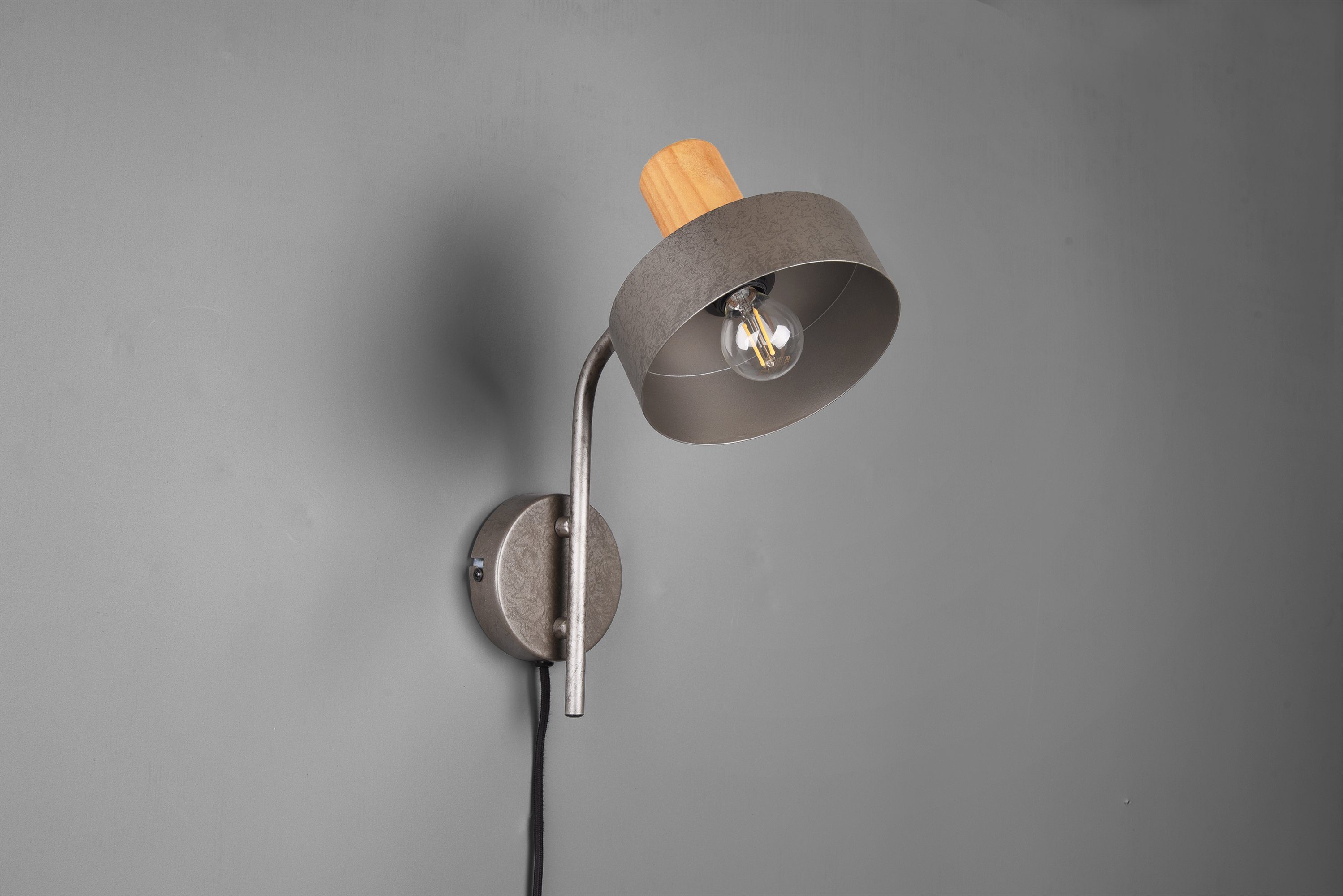 TRIO Leuchten Wandleuchte »GAYA Vintage Wandlampe mit FlexConnect Anschluss«, für Stecker oder Fest-Anschluss, mit Schnurschalter, innen, Holz naturbelassen, Leuchtmittel frei wählbar-kaufen
