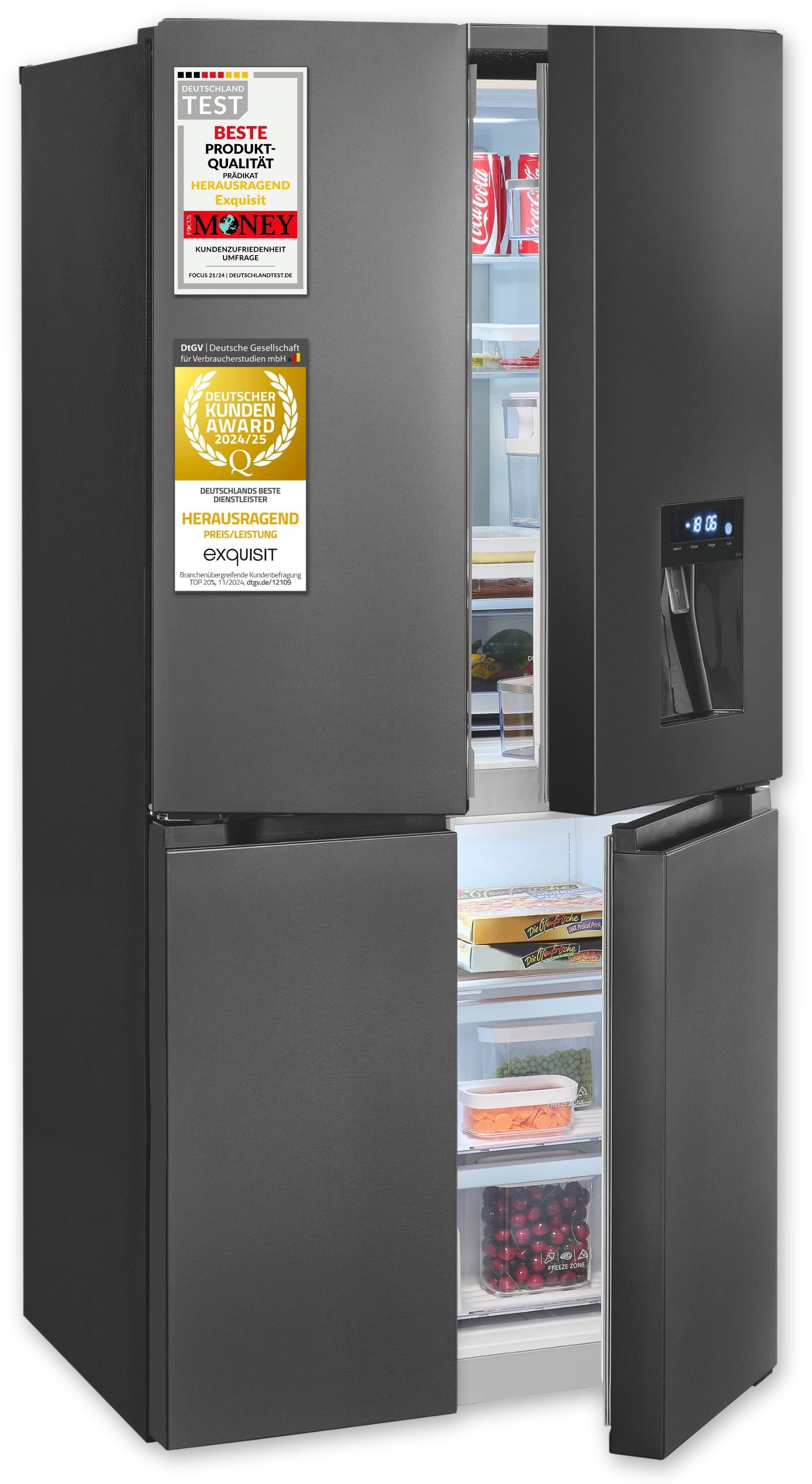 exquisit Multi Door MD430-100-WS-202E inoxlook-az MD430-100-WS-202E inoxlook-az, 183 cm hoch, 83,6 cm breit