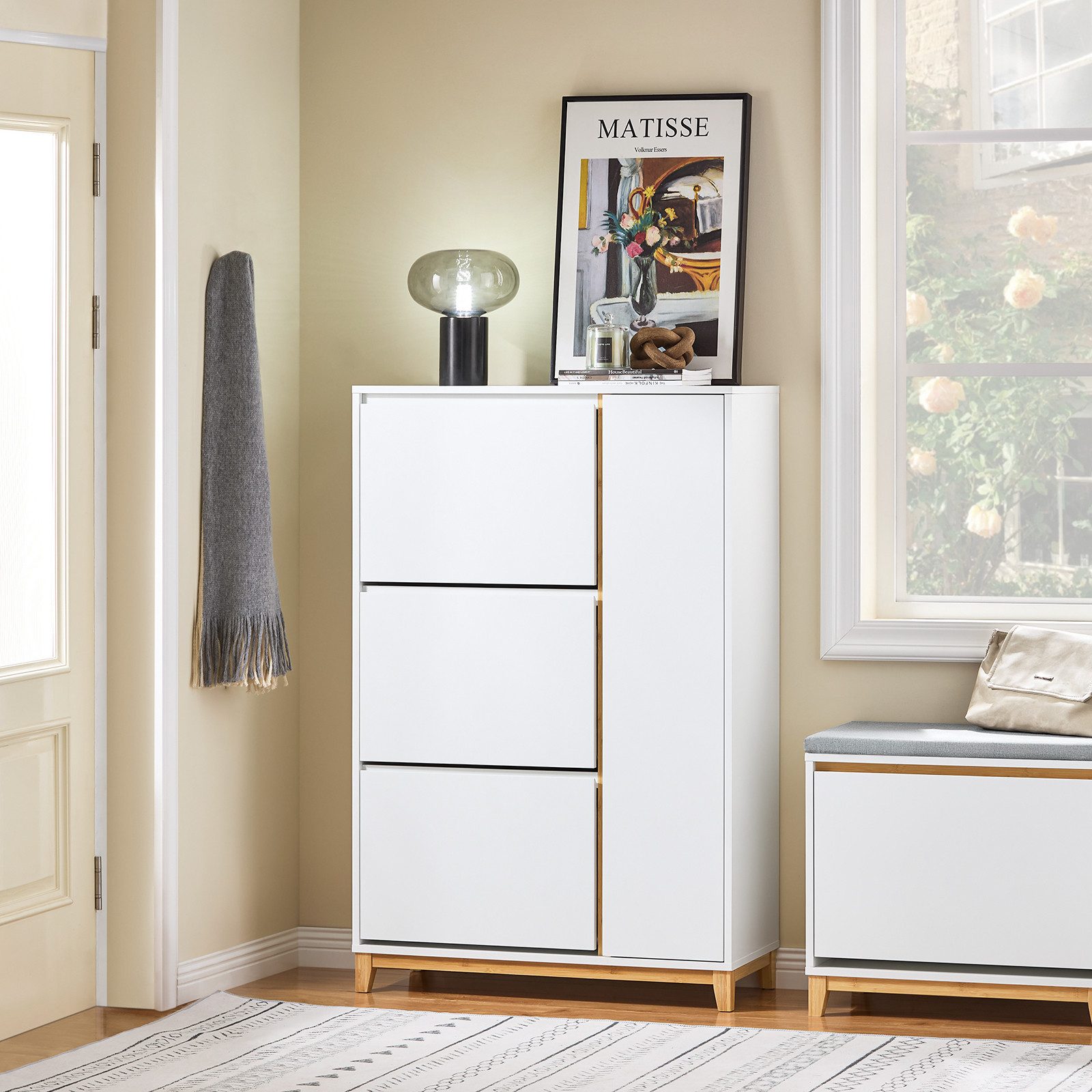 SoBuy Schuhkipper FSR189, Schuhschrank mit 3 Klappen Schuhkommode Schuhrega günstig online kaufen