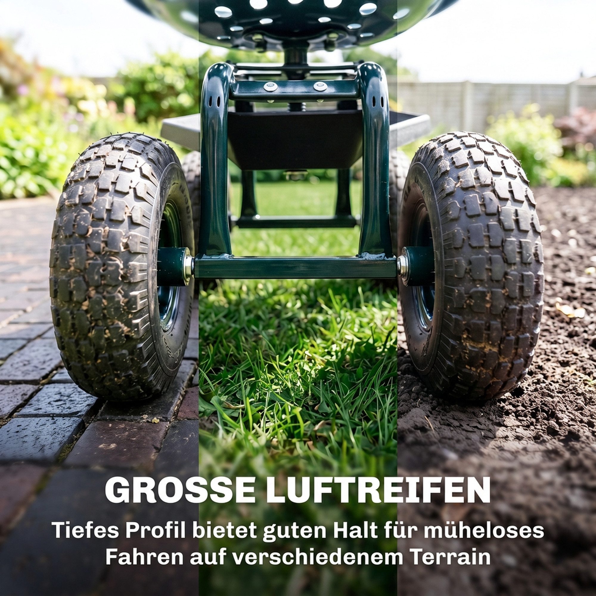Outsunny Werkzeugwagen Rollsitz Werkstattwagen mit Ablage Korb, mit Stauraum, max. Traglast:150 kg, (Gartenrollsitz, 1-tlg., Arbeitssitz), für kleine Gartengerä – Bild 5 von 5