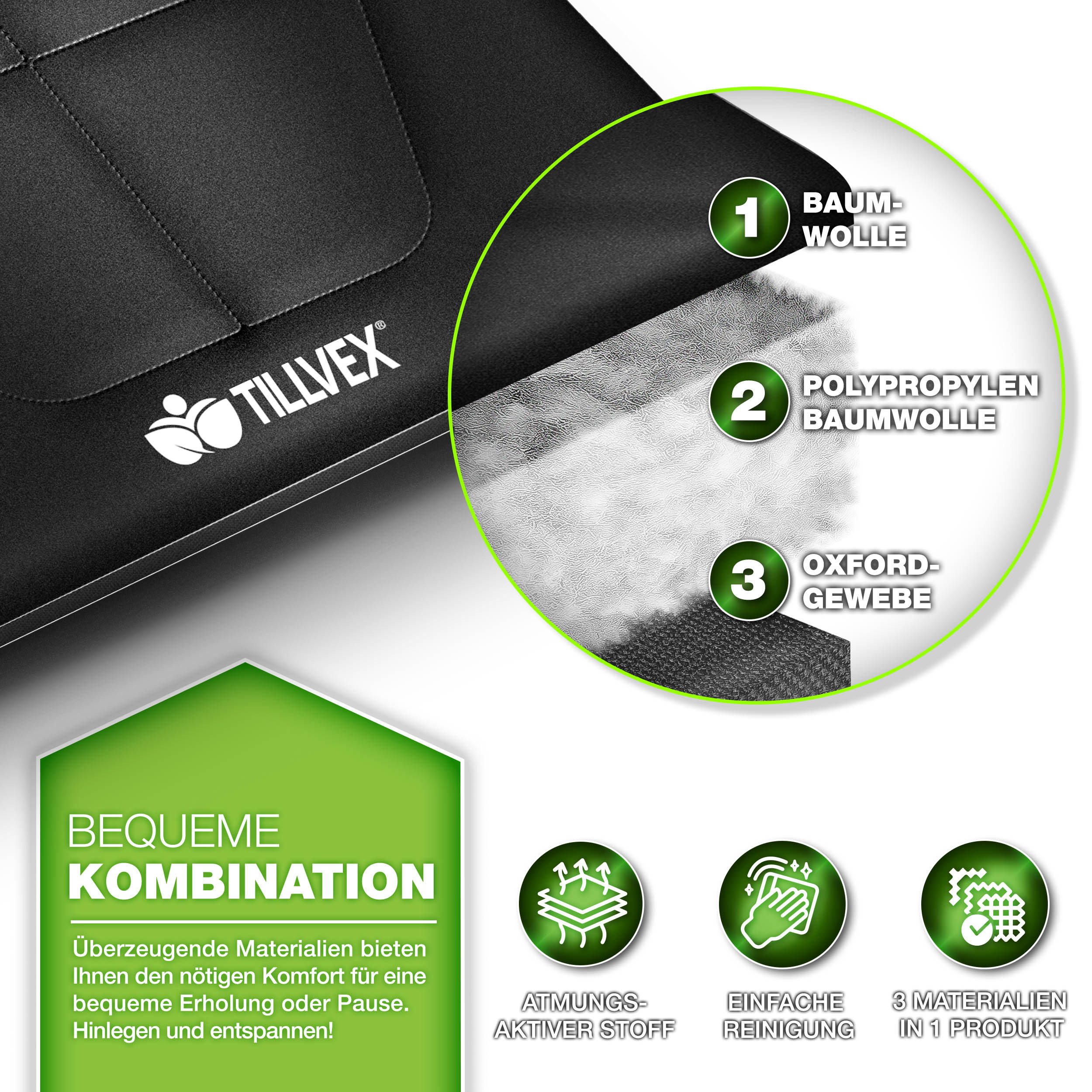 tillvex Feldbett tillvex® Campingbett klappbar mit Tragetasche, Campingliege extra (Klappbett Gästebett faltbar Garten Camping Angeln Festival Reise, Karpfenliege für Outdoor & Indoor) transportieren