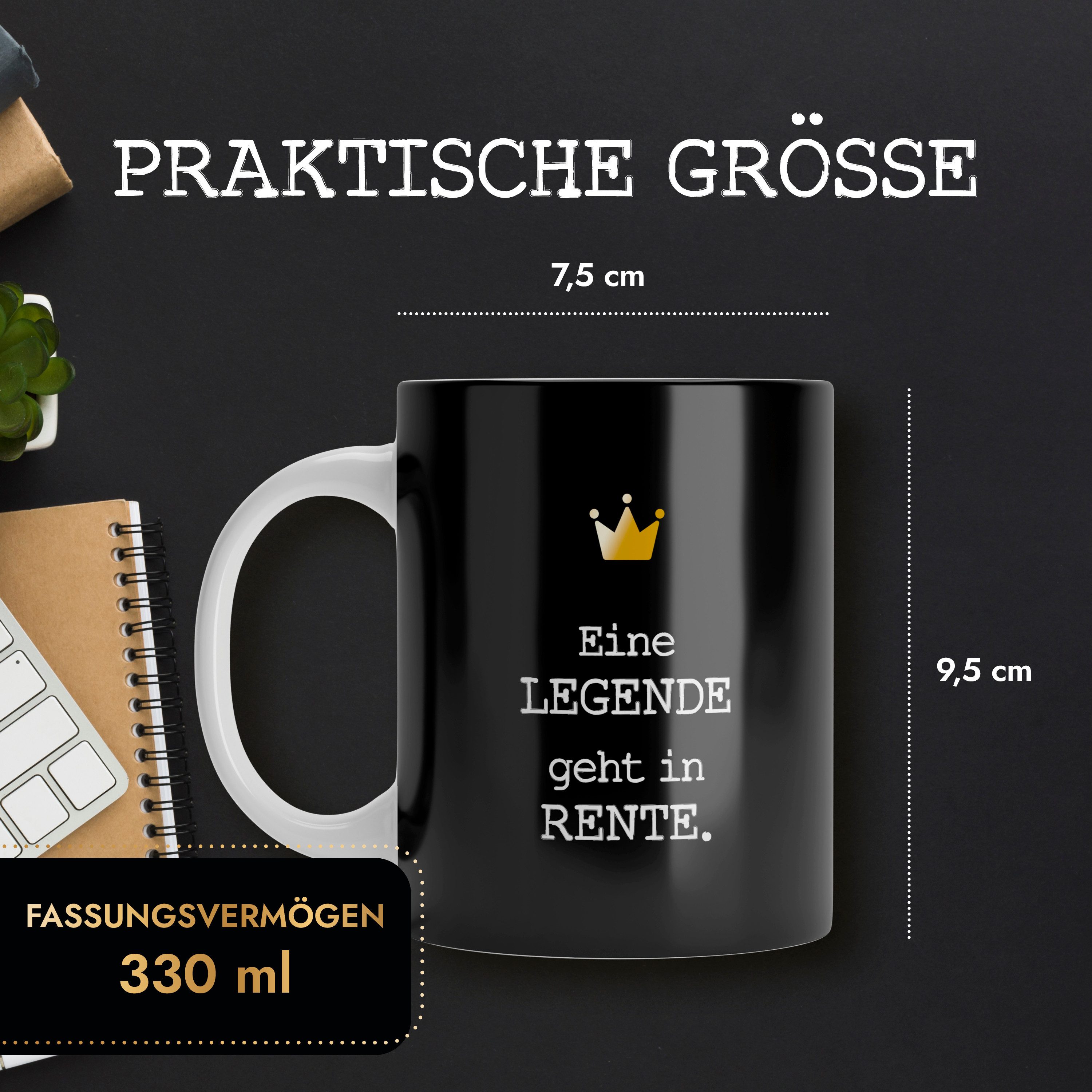 Amari Tasse Eine Legende geht in Rente Spruch Gold, Geschenk Ruhestand Rentner, Keramik, Kaffeetasse Bürotasse 330 ml Geschenkbox Abschied Pensionierung – Bild 5 von 5