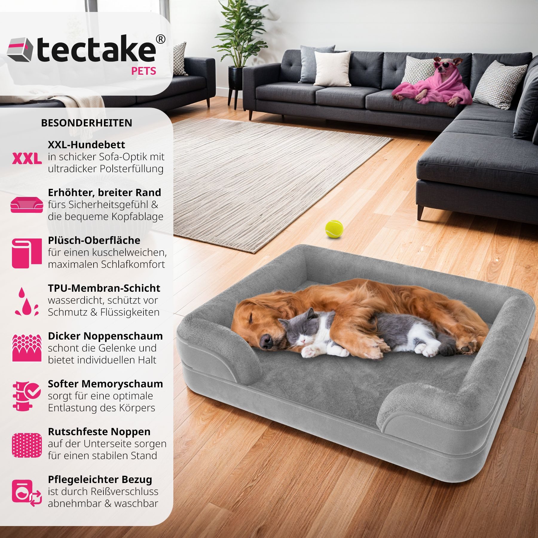 tectake Hundematte Orthopädisches Hundebett, mit abnehmbarem, günstig online kaufen