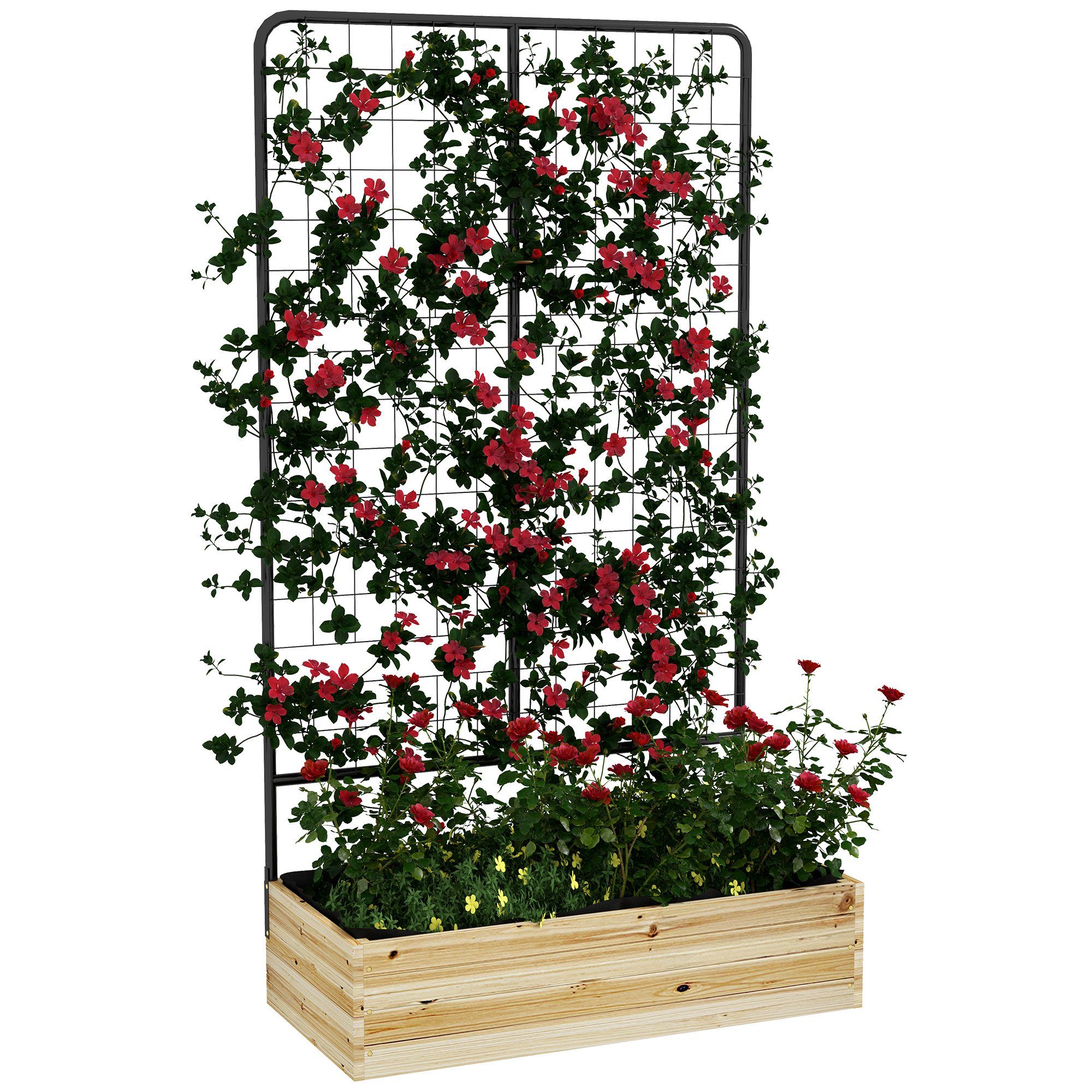 Hochbeet Pflanzkasten aus Holz Blumenkasten mit Rankhilfe