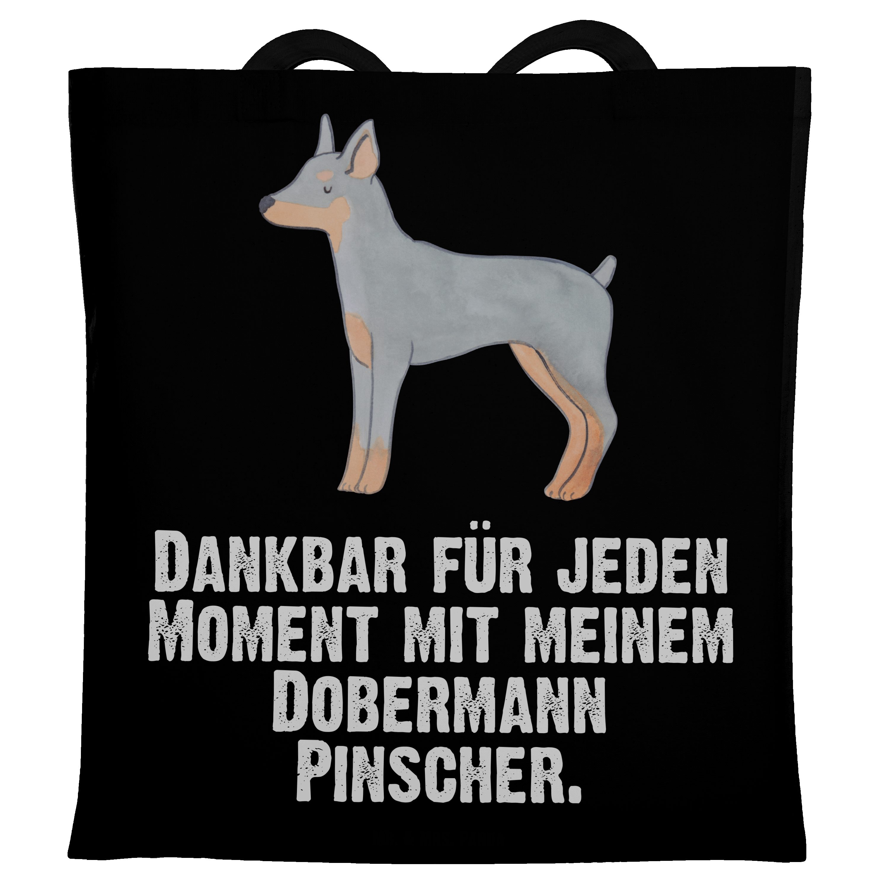 Mrs. Moment (1-tlg) - - Geschenk, Schwarz Mr. Pinscher Dobermann & Hundebesitzer, Tragetasche Panda Rasseh