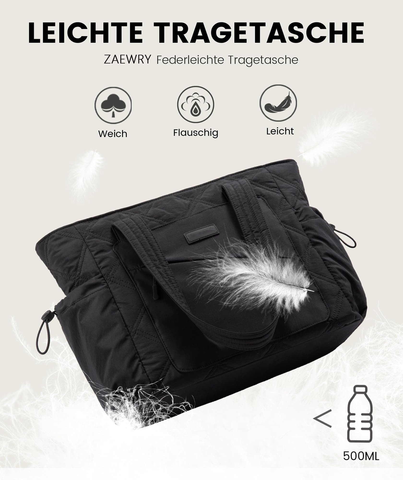 Zaewry Umhängetasche Shopper Tasche Damen Groß, Arbeitstasche Leicht Handtasche, Laptoptasche Schultasche, Bürotasche Lehrertasche – Bild 3 von 5