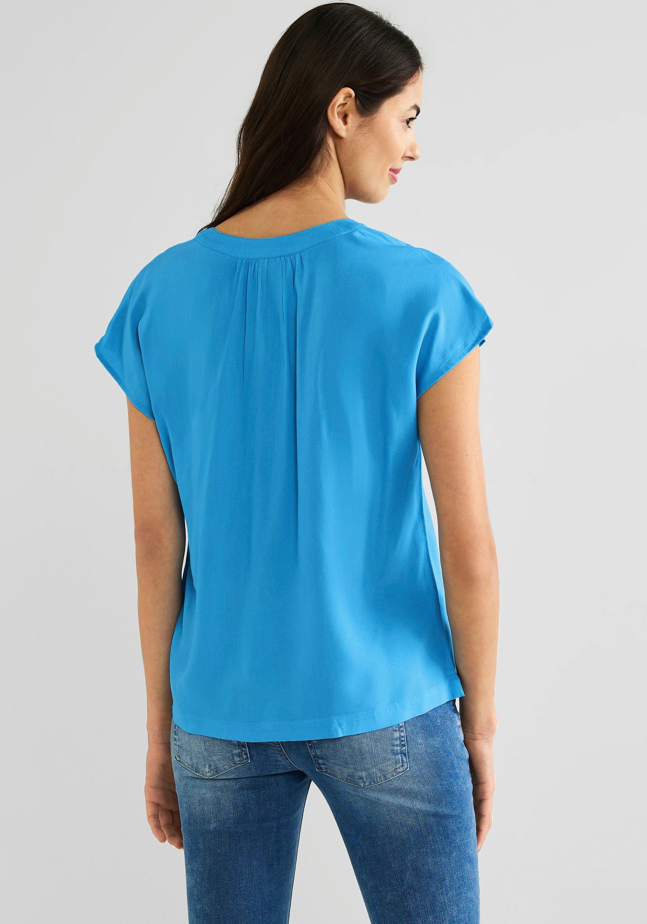 STREET Shirtbluse mit Rundhalsausschnitt ONE geschlitztem splash blue