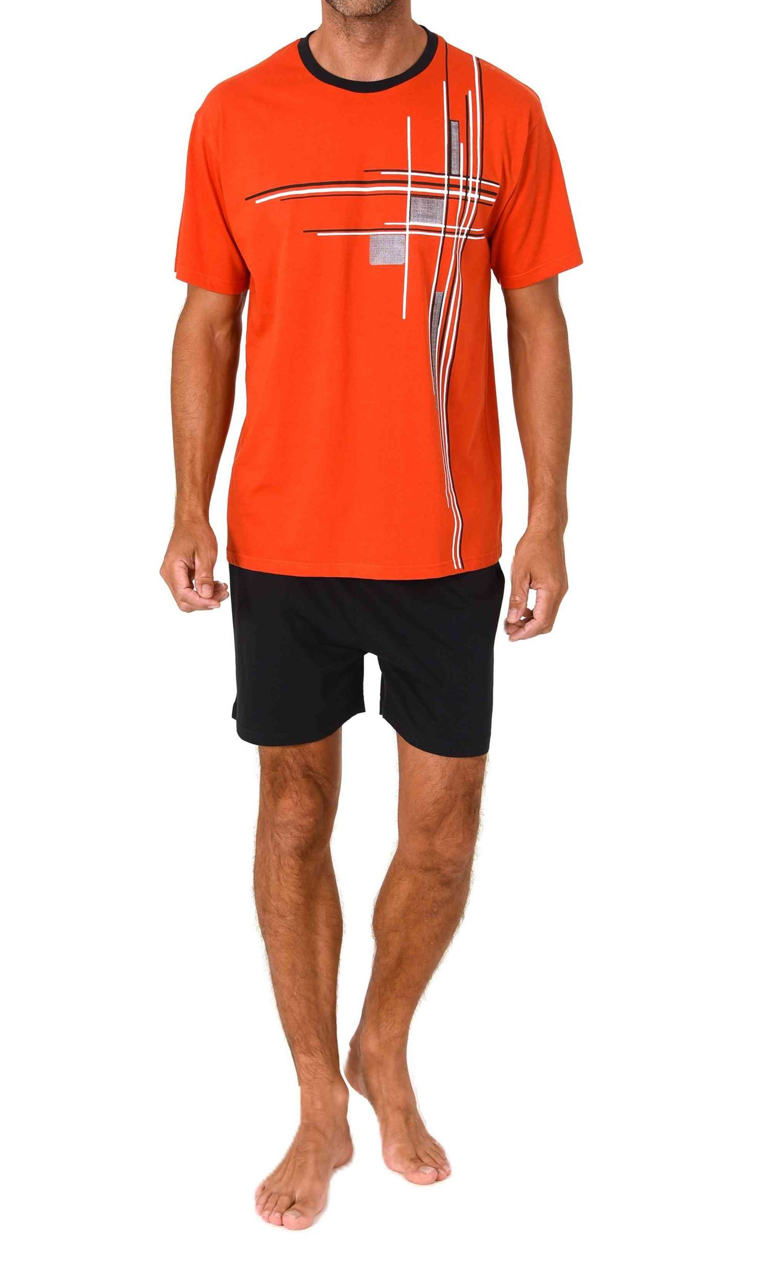 Normann Pyjama Normann Herren kurzarm Schlafanzug Shorty Pyjama mit edlen Frontprint