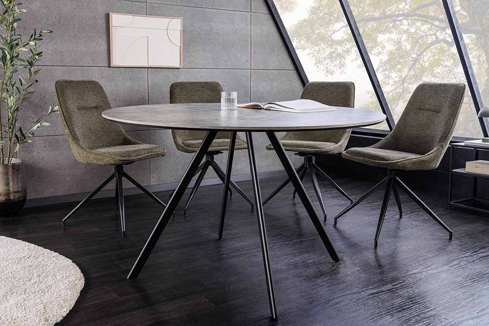 riess-ambiente Esstisch ATELIER 100cm grau/schwarz-Beton-Design, Metallbeine, rund, 2 Personen (Einzelartikel, 1-St), moderner Tisch - ideal für Küche, Esszimmer, Wohnzimmer und Büro