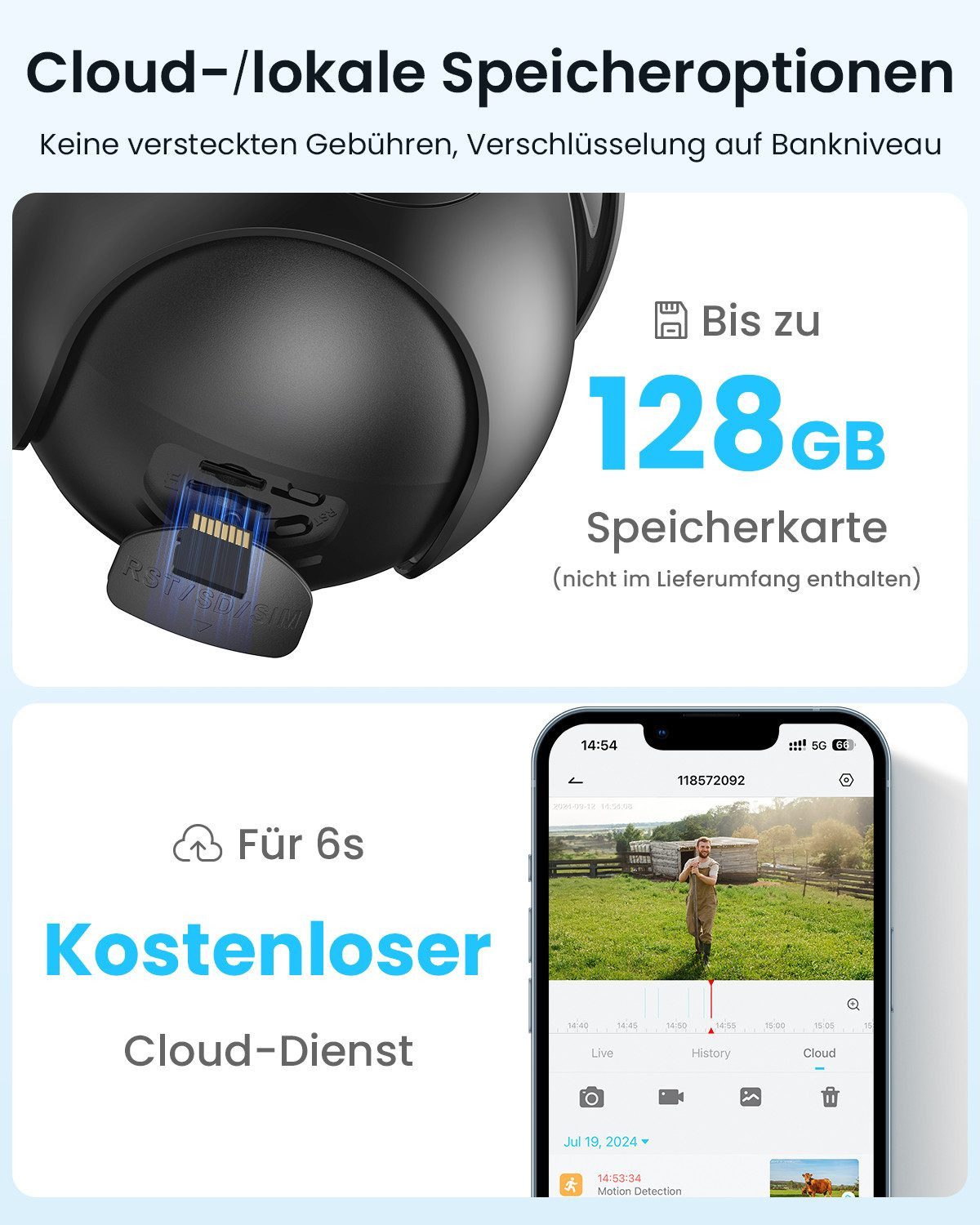 TWUFY Überwachungskamera 4G LTE überwachungskamera mit sim karte outdoor Solar Akku kamera (outdoor, Außenkamera, Außenbereich, Home,Schule,Geschäft,Wald,Farm,C – Bild 4 von 5