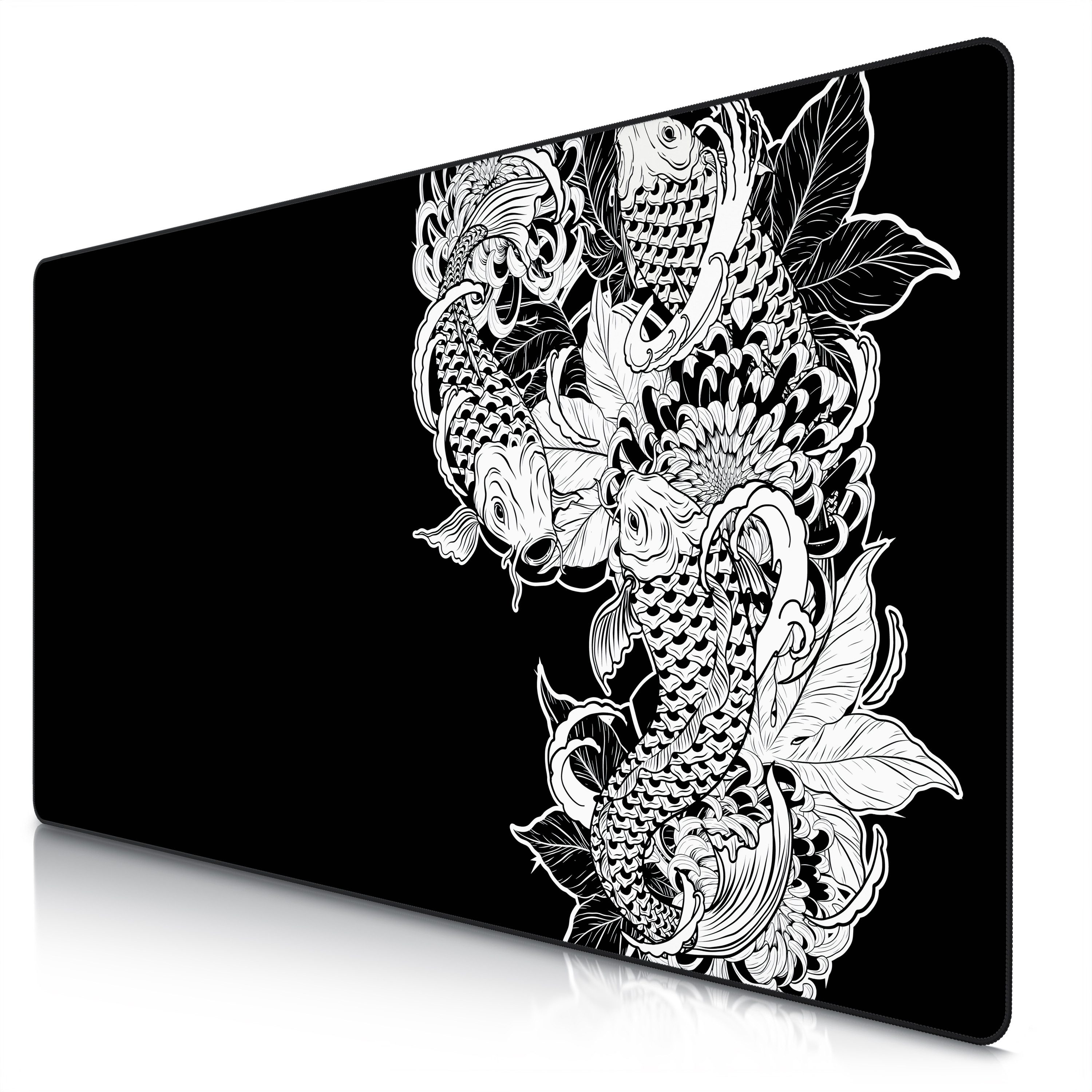Titanwolf Gaming Mauspad XXXL Speed Mousepad 1200 x 600 x 3 mm, große Schreibtischauflage (1-St), rutschfest, abwaschbar, Geschwindigkeit & Präzision, Koi Tattoo 3
