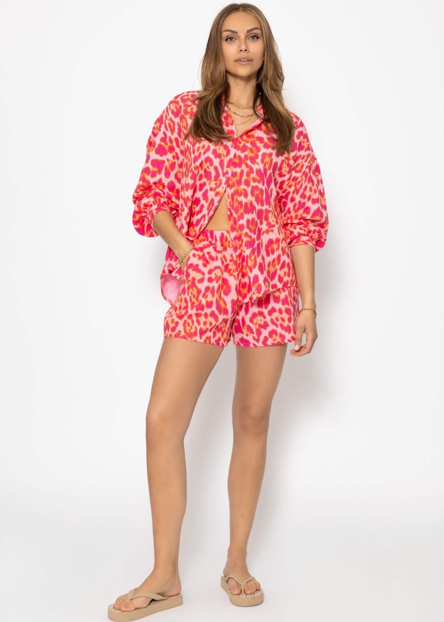 SASSYCLASSY Longbluse Musselin Bluse mit hellen Streifen für Damen Baumwollbluse im Oversized Fit mit Kent Kragen