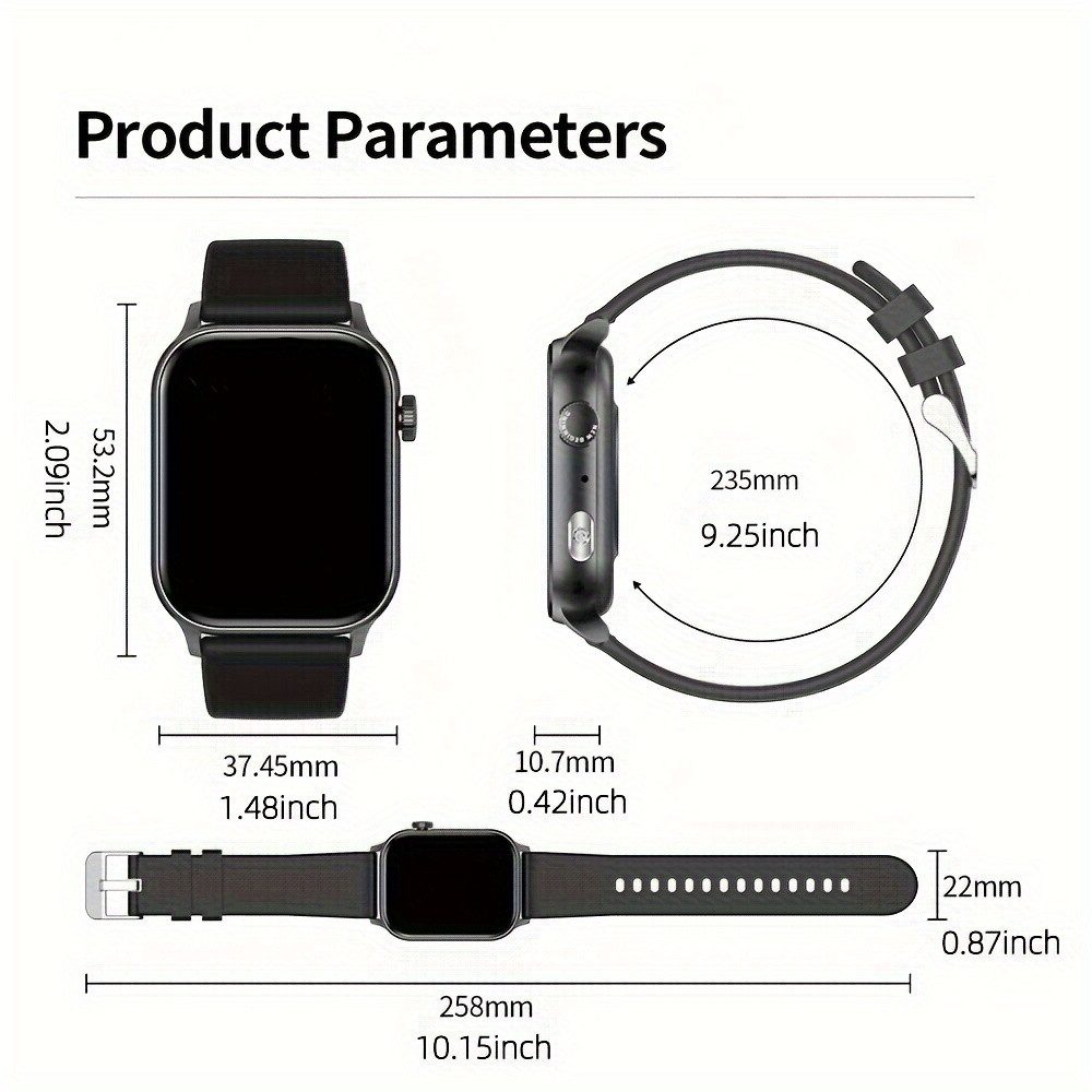 Zevelora Herren's Fitness-Tracker Telefonfunktion 340 mAh Akku Smartwatch (4,95 cm/1,95 Zoll, Android/iOS), mit HD AMOLED Display, und 100+ Sports Modi, Kabelloses Telefonieren & IP67 Wasserdichtigkeit