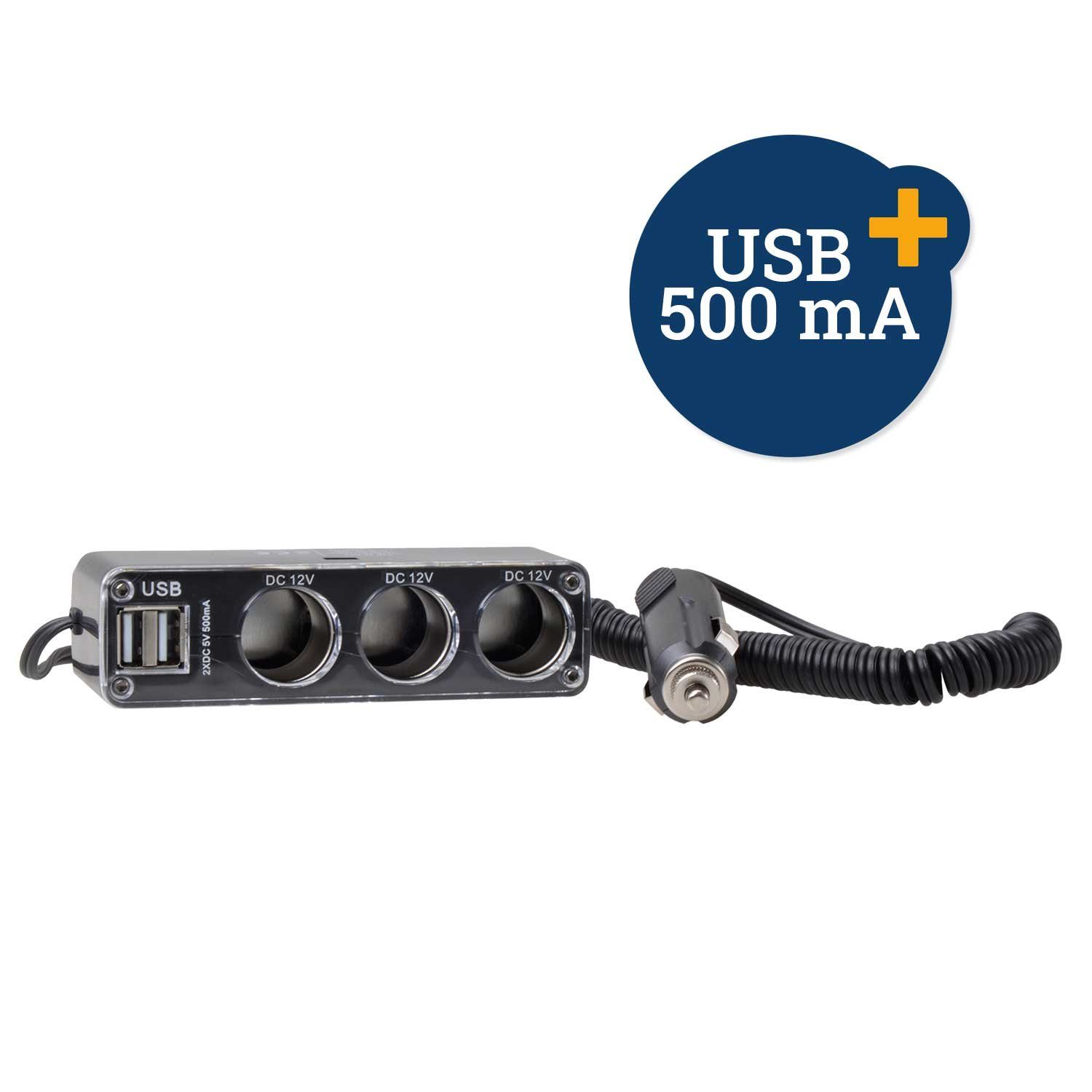 Filmer Zigarettenanzünder-Verteiler Filmer Zigarettenanzünder 3er Steckdose USB Mehrfachstecker 36642 (1-St)