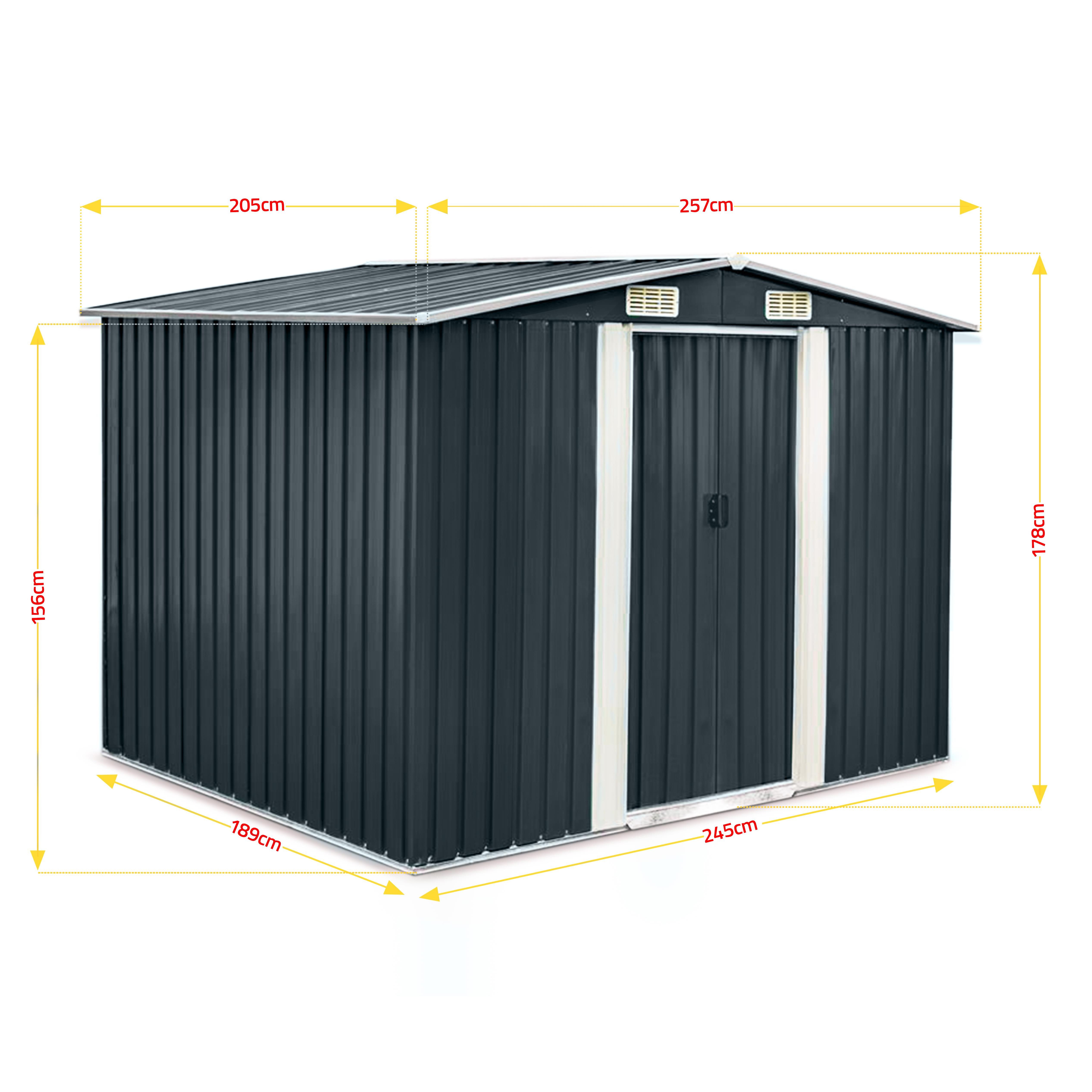 ESTEXO Gerätehaus Geräteschuppen Metall Garten Gartenhaus 257x205x178cm gra günstig online kaufen