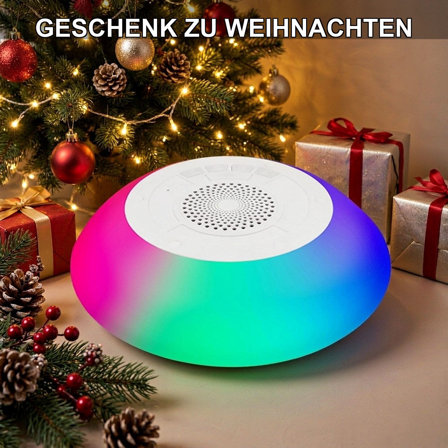 TWUFY Bluetooth Lautsprecher Tragbarer Lautsprecher Kabelloser Wasserdicht Lautsprecher TWS Koppelbar Stereo Sound (TWS, RGB Licht,schwimmfähig, für drinnen, draußen, Wandern)