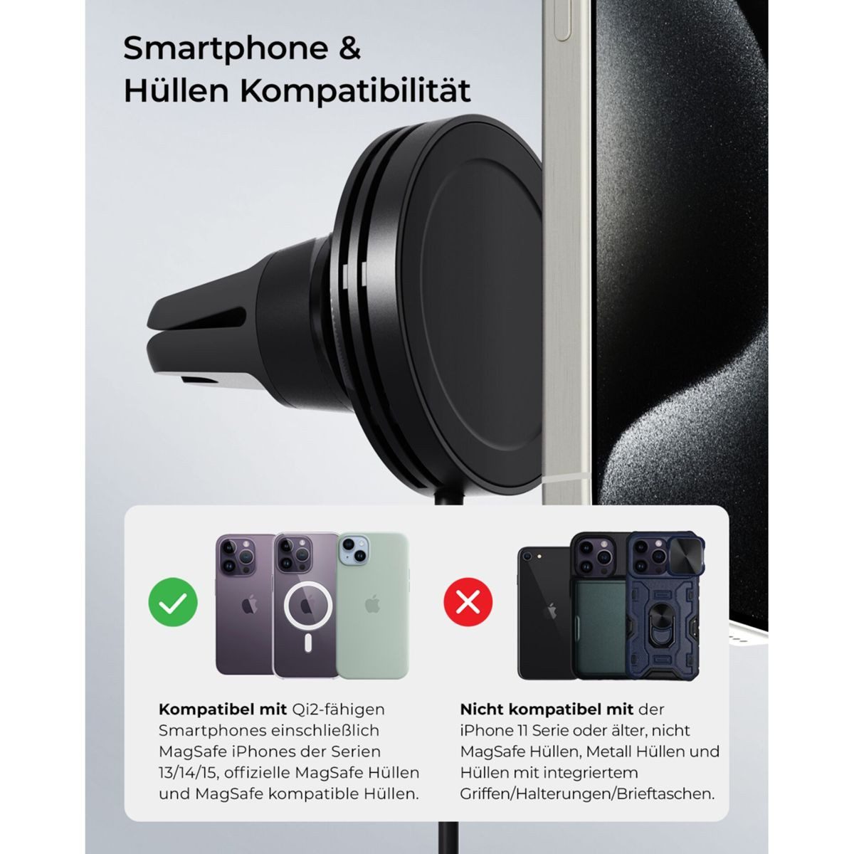 iOttie Velox Mini Qi2 Wireless MagSafe Air Vent Mount Induktions-Ladegerät