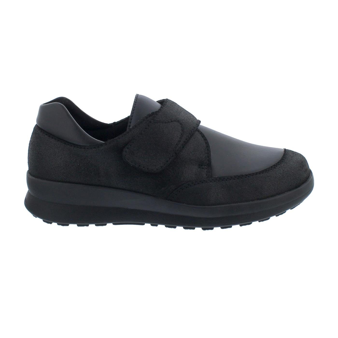 Berkemann Venita Halbschuh, schwarz, Glitter-Leder/Stretch, Klettversc Klettschuh