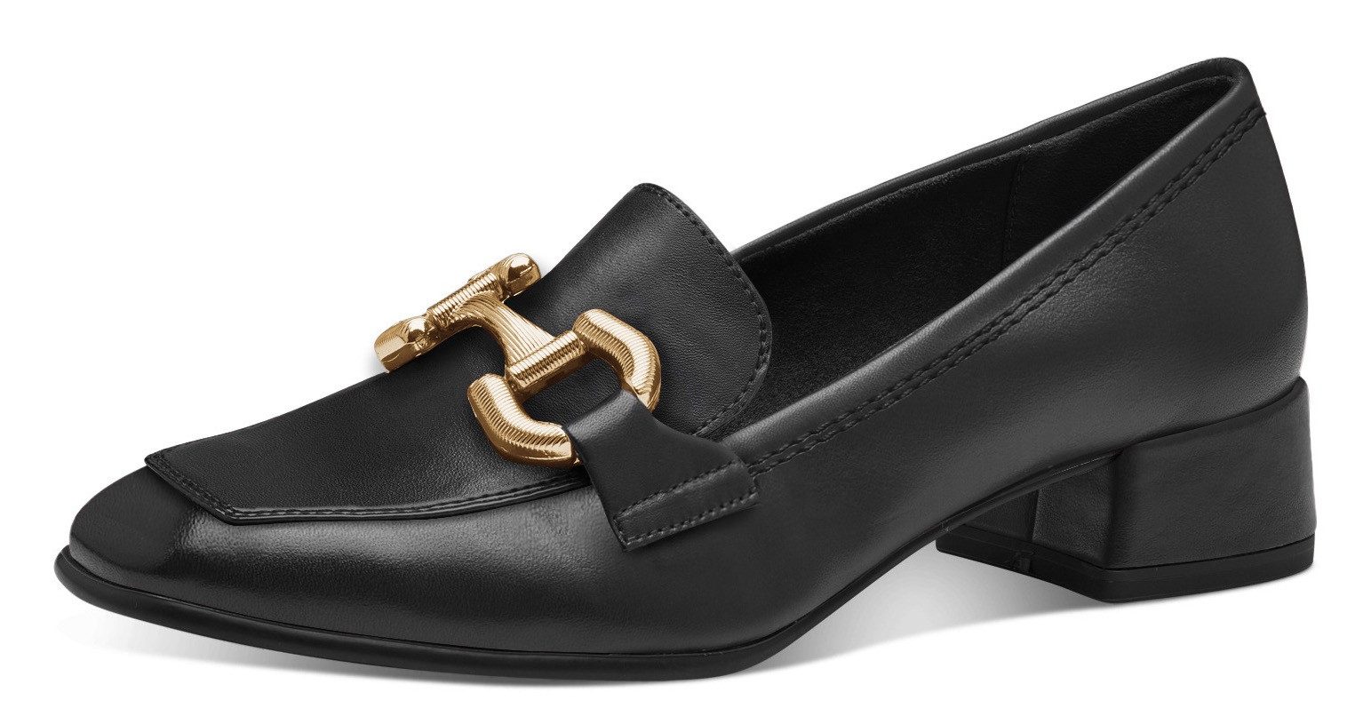 Tamaris Pumps, Blockabsatz, Businesschuh, Slipper mit goldfarbenem Schmucke günstig online kaufen