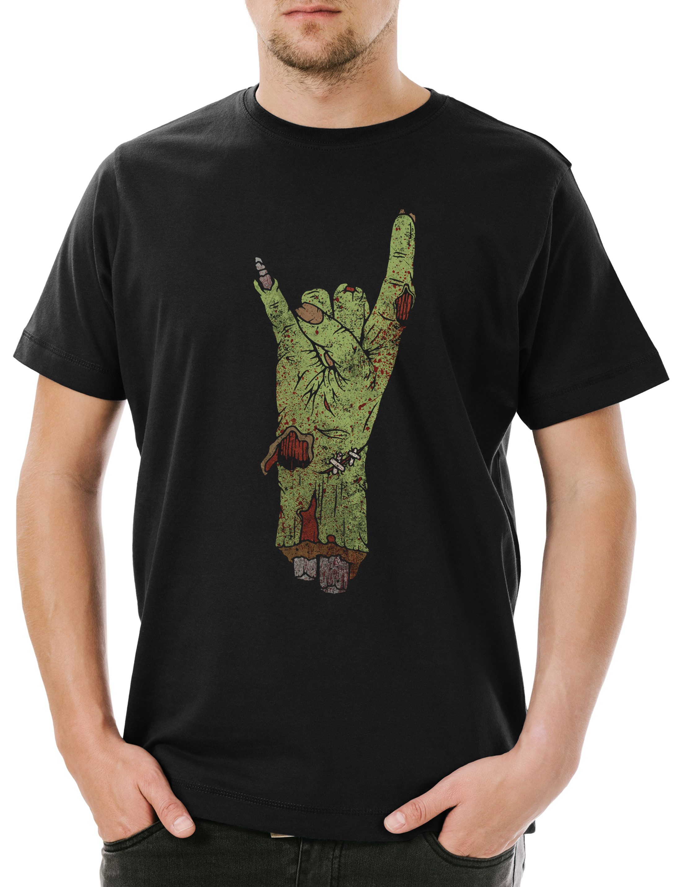Print-Shirt Zombie Metal Fist Logo Herren T-Shirt Rotten Hard Rock Faust Hand