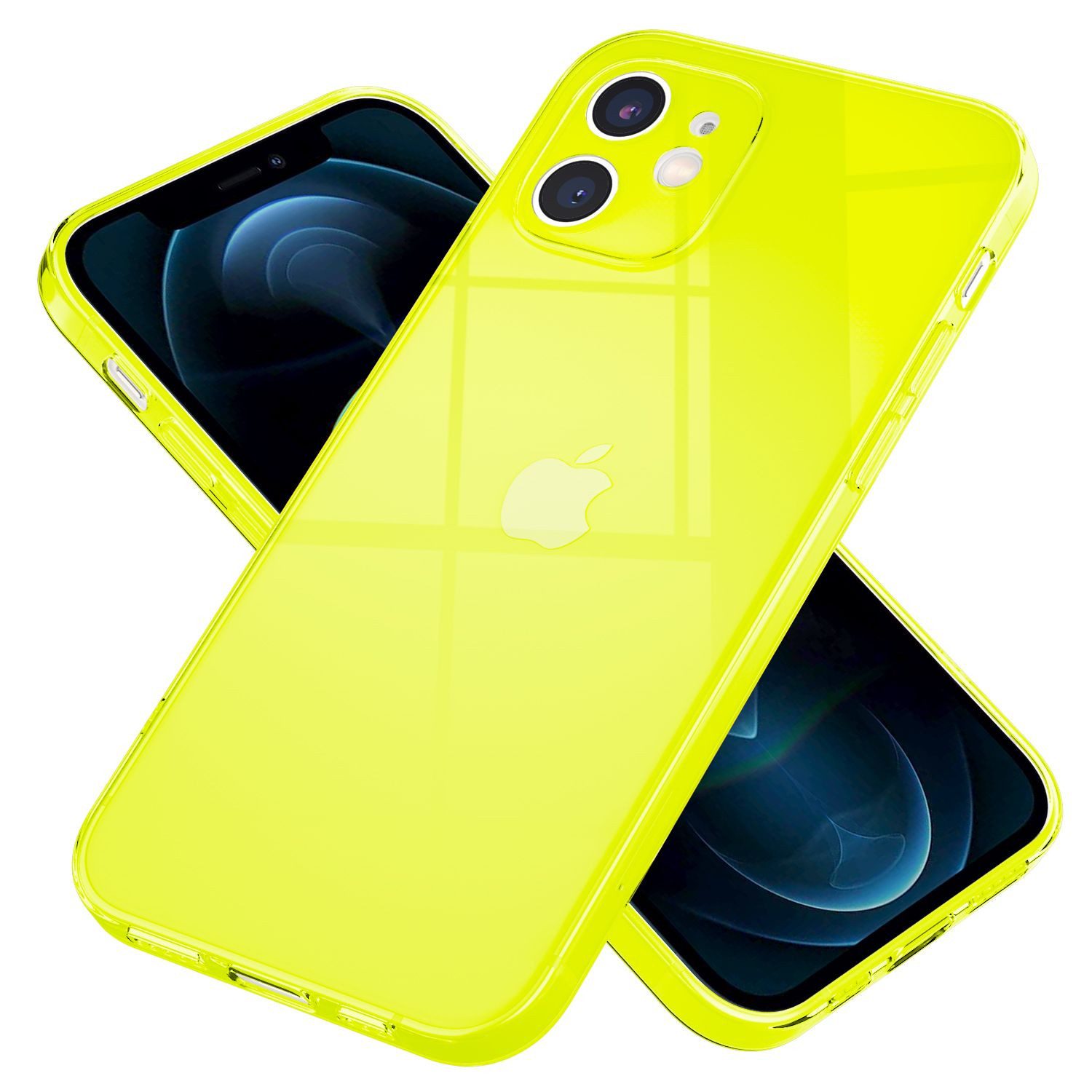Nalia Smartphone-Hülle Apple iPhone 12 Mini 13,7 cm (5,4 Zoll), Klare Neon Silikon Hülle / Bunt Leuchtend / Durchsichtig / Flexibel