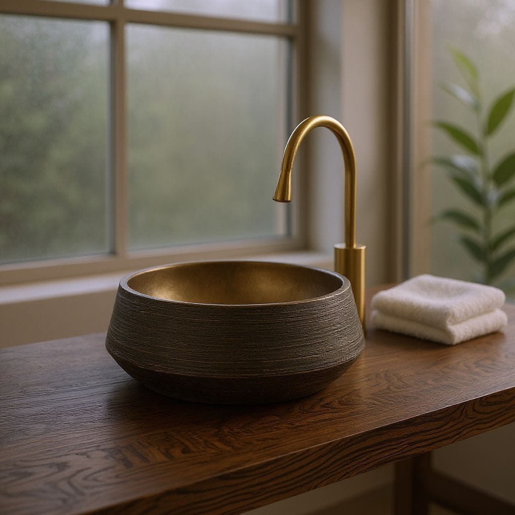 DaoWood Waschtischplatte Waschtischplatte Massive Eiche Holz mit gerade Kanten Dunkle braun, tiefe 44cm