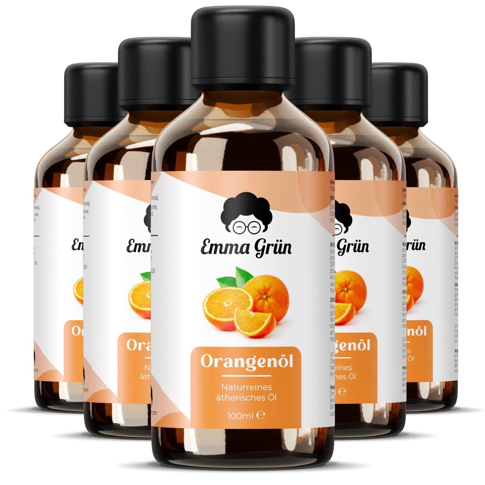 Emma Grün Duftöl Orange – Natürliches ätherisches Duftöl (Set, Je nach Auswahl: 1x, 2x oder 5x Orangenöl 100 ml), Rein & unverdünnt für maximale Wirkung