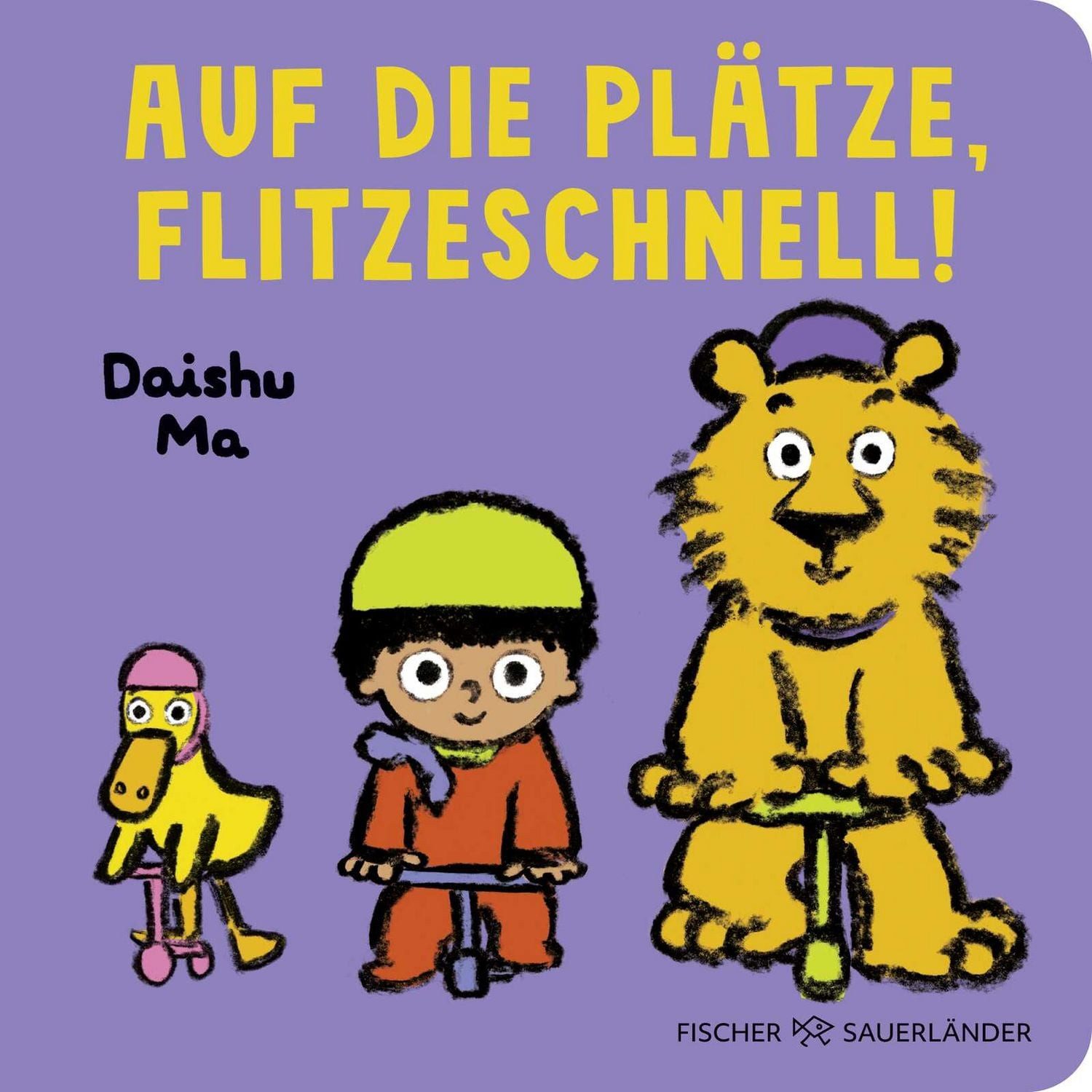 Auf die Plätze, flitzeschnell! / diverse, Pappbilderbuch über Freundschaft, Hilfsbereitschaft und Laufrad fahren für Kinder ab 2 Jahren