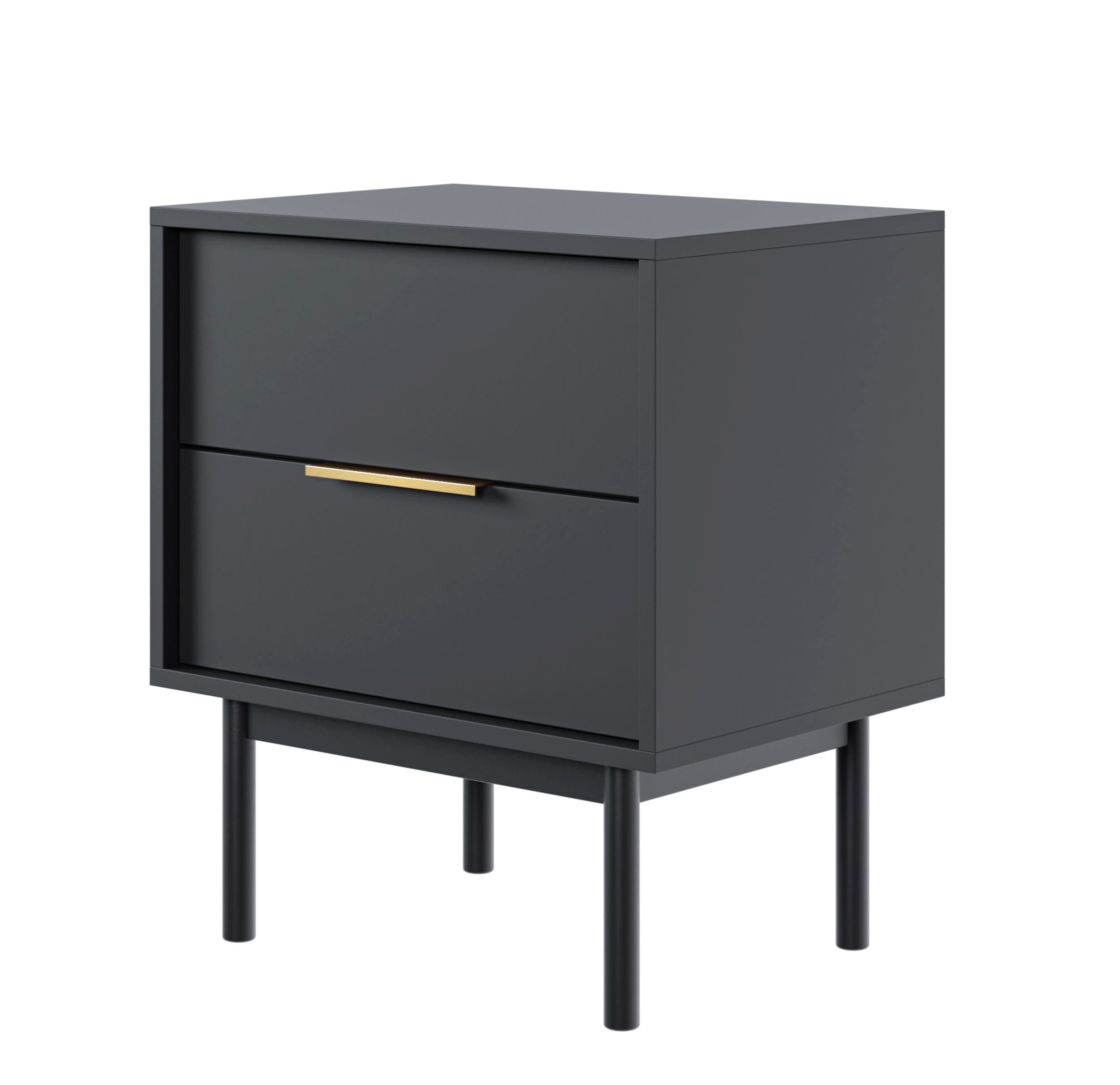 Selsey Nachttisch VIVIARO, 3 Schublanden mit Soft-Close-Funktion und goldfarbenem Stangengriff
