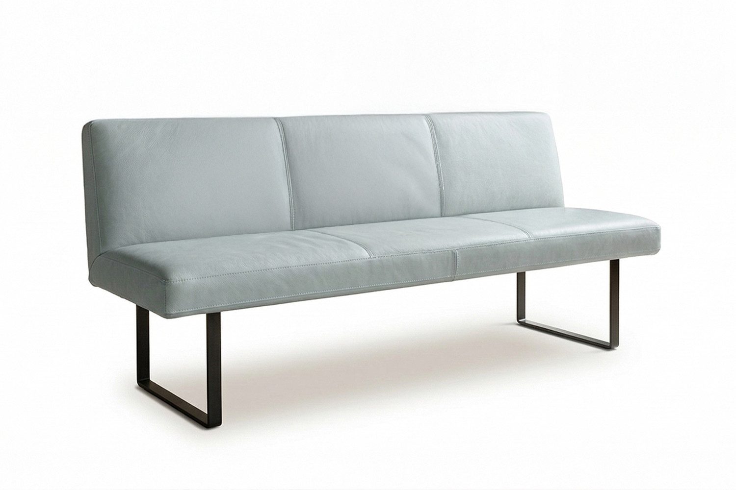 KAWOLA Sitzbank ELEEN Esszimmerbank Leder pigmentiert – modernes Design, 243 cm Breite, hoher Sitzkomfort, Metallgestell schwarz