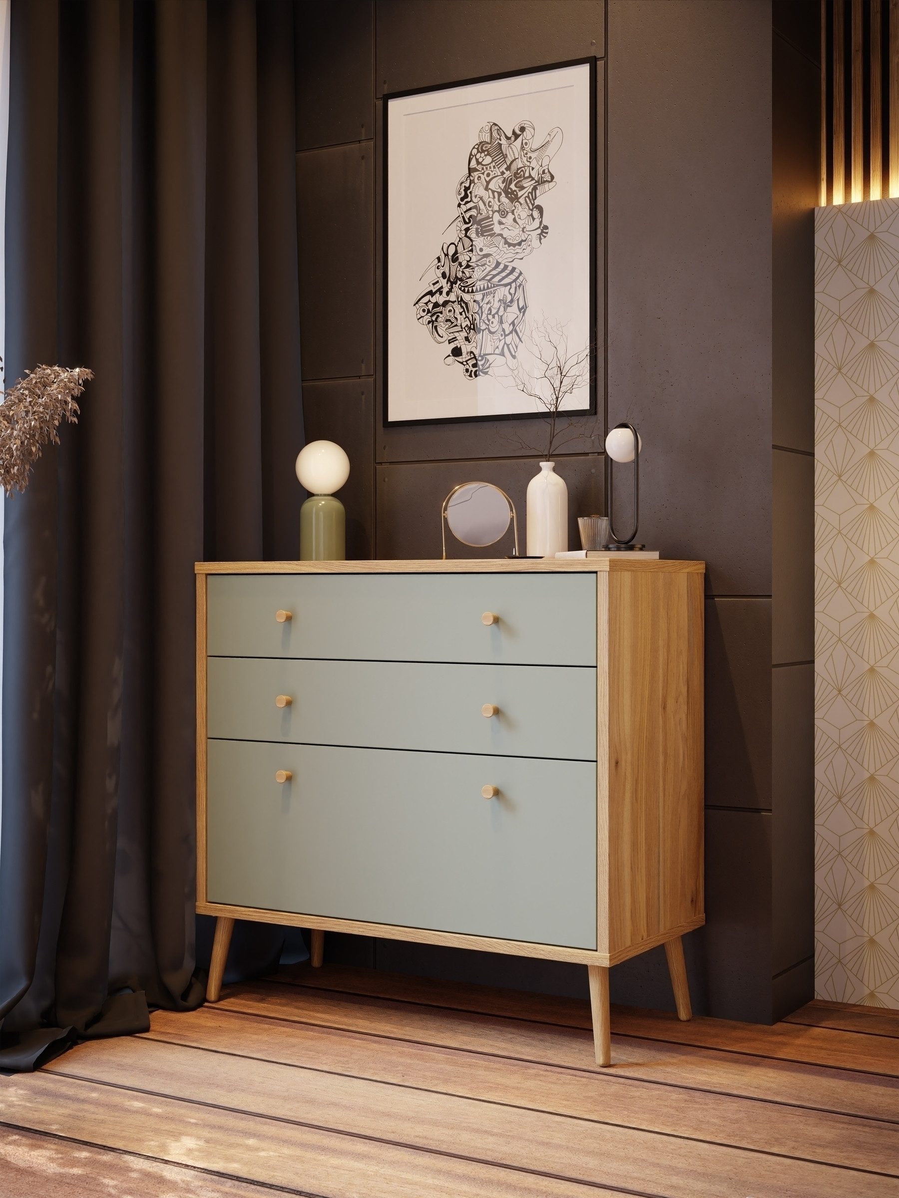 FORTE Kommode in Natural Eiche - 88,8x86,3x41,5cm (BxHxT)