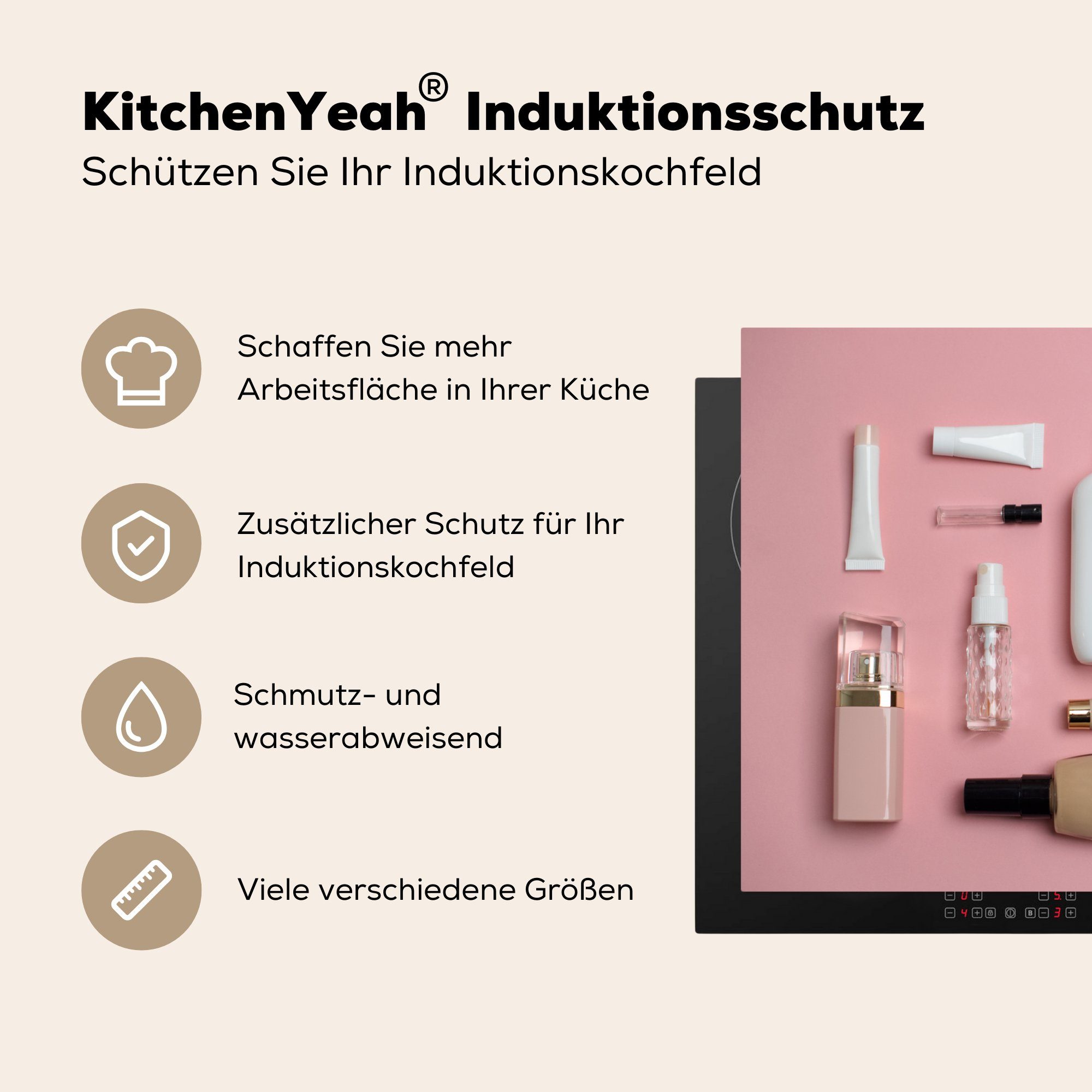 Vinyl, tlg), Induktionskochfeld Make-up Herdblende-/Abdeckplatte Schutz 81x52 Ceranfeldabdeckung die für küche, MuchoWow Gesicht, Ihr (1 für cm,