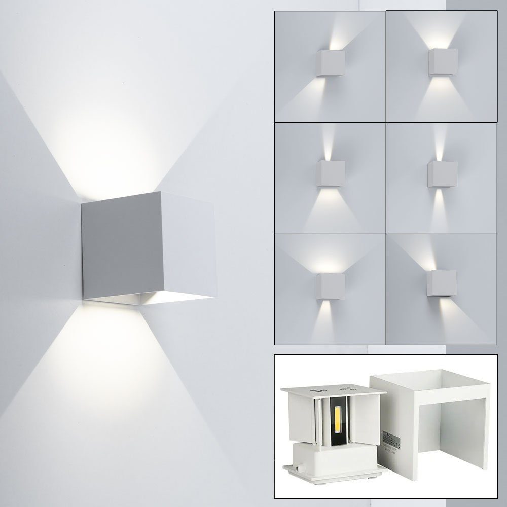 Wandlampe L Up&Down LED-Leuchtmittel cm 10 fest verbaut, Hauswandleuchte Alu LED V-TAC Außen-Wandleuchte, quadratisch Neutralweiß, weiß