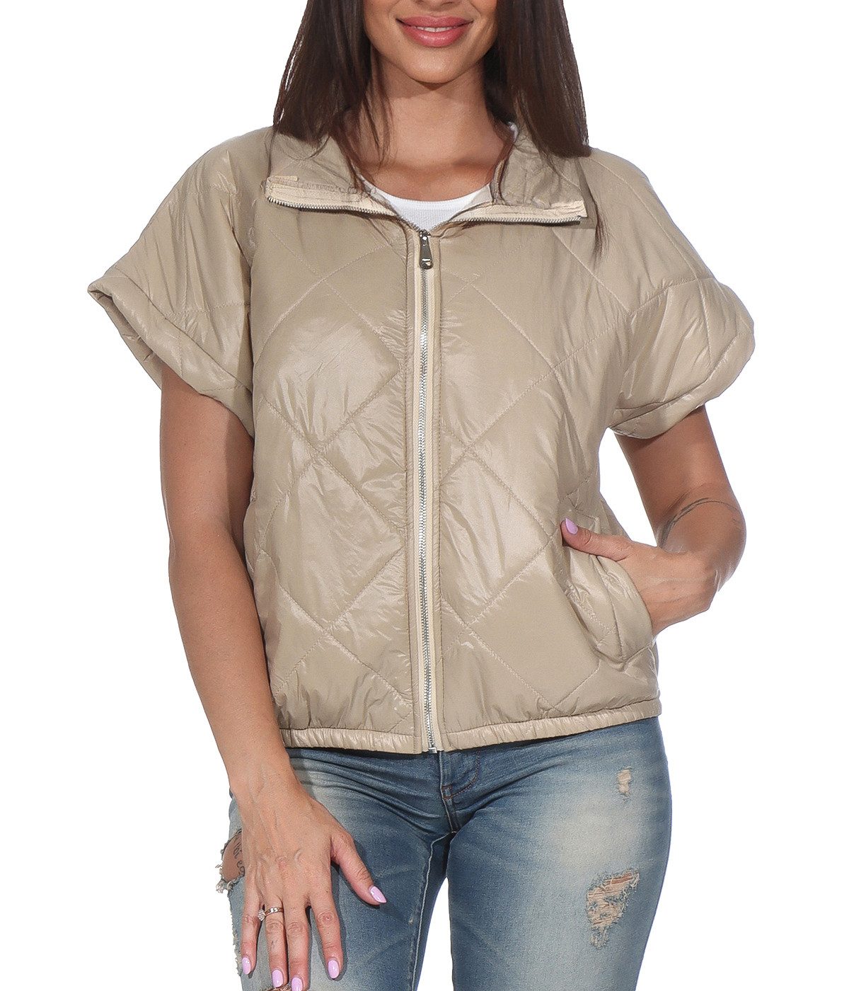 simaranda Steppweste Ärmellose Jacke kurz Outdoor Weste 5684 mit Stehkragen günstig online kaufen